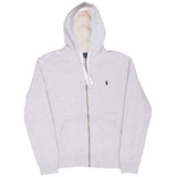 Vintage Ralph Lauren Full Zip Classic Grey Hoodie Sweatshirt 1990S Size Medium