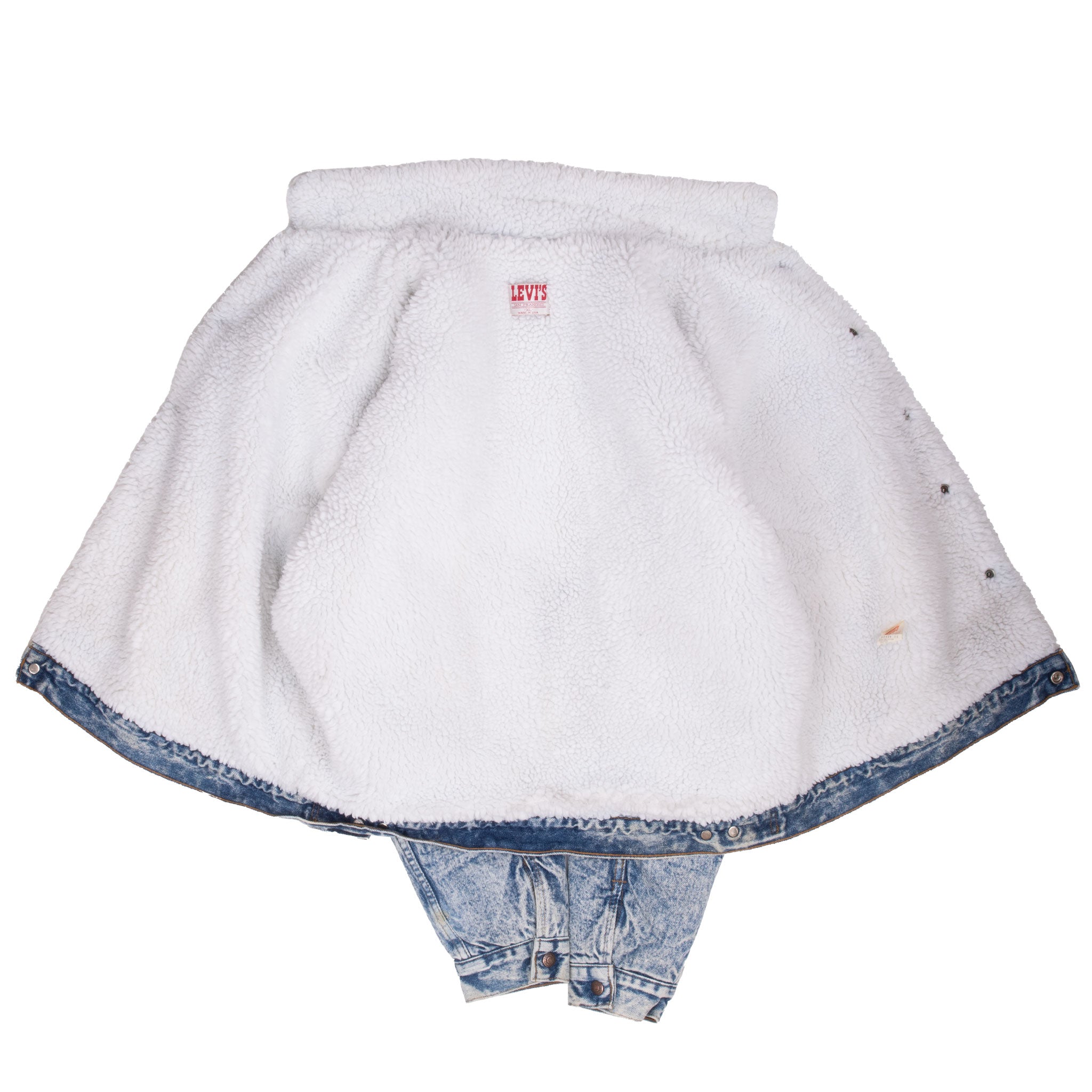 Vintage Levis Sherpa Trucker Blue Denim Jacket 1980S Size XL Made In Usa