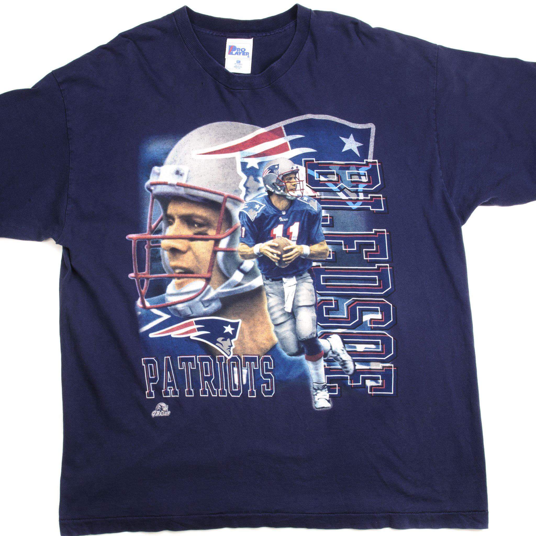 Sports College Vintage NFL New England Patriots Drew Bledsoe Tee Shirt Size 2XL Made in USA