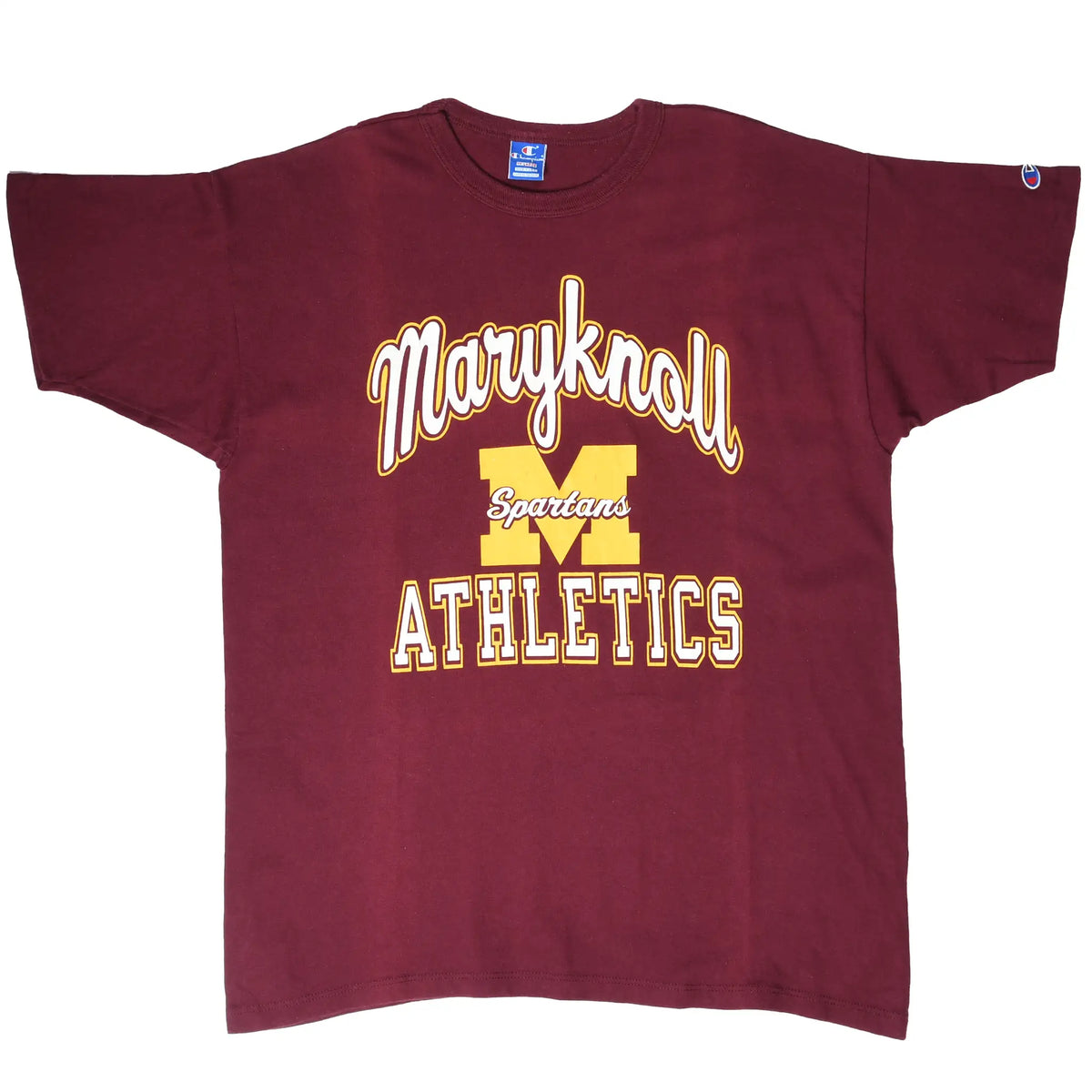 Full front view of maroon Maryknoll Spartans Athletics Champion T-shirt