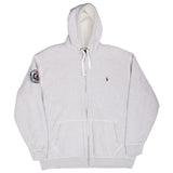 Vintage Polo Ralph Lauren Grey Sherpa Lined Hoodie Sweatshirt 1990S Size 2Xl Tall