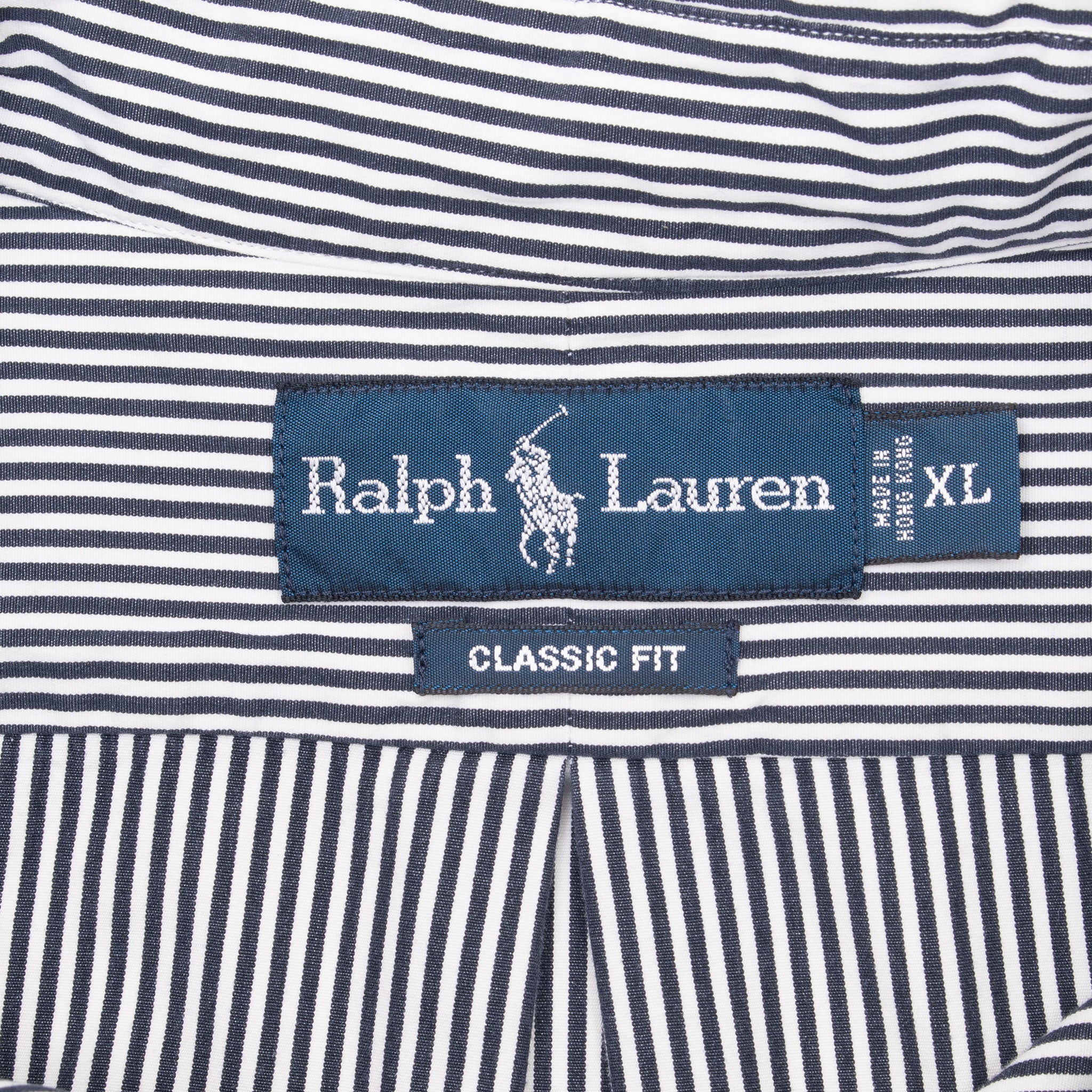 Vintage Ralph Lauren Classic Black & White Striped Shirt 1990S Size XL