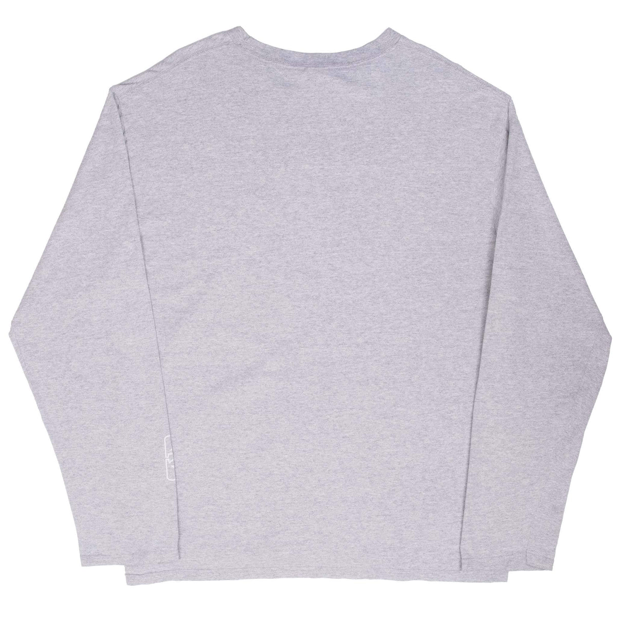 Back of grey Nautica Jeans long-sleeve T-shirt with small sleeve logo