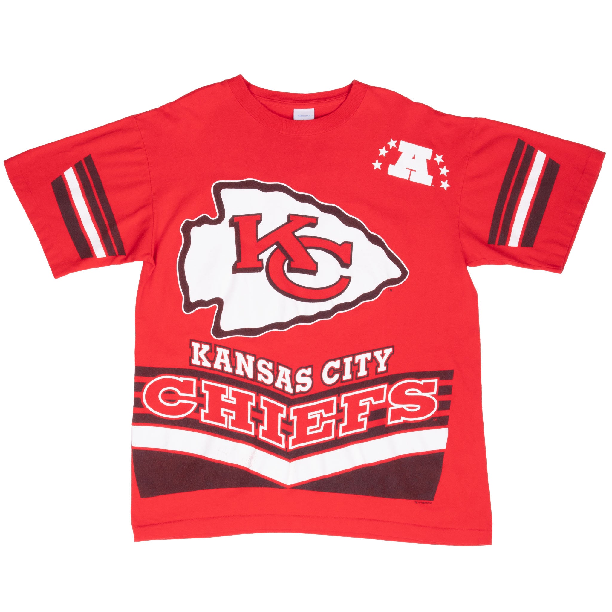 Vintage Nfl Kansas City Chiefs 1995 Tee Shirt Large Made In Usa With Single Stitch Sleeves