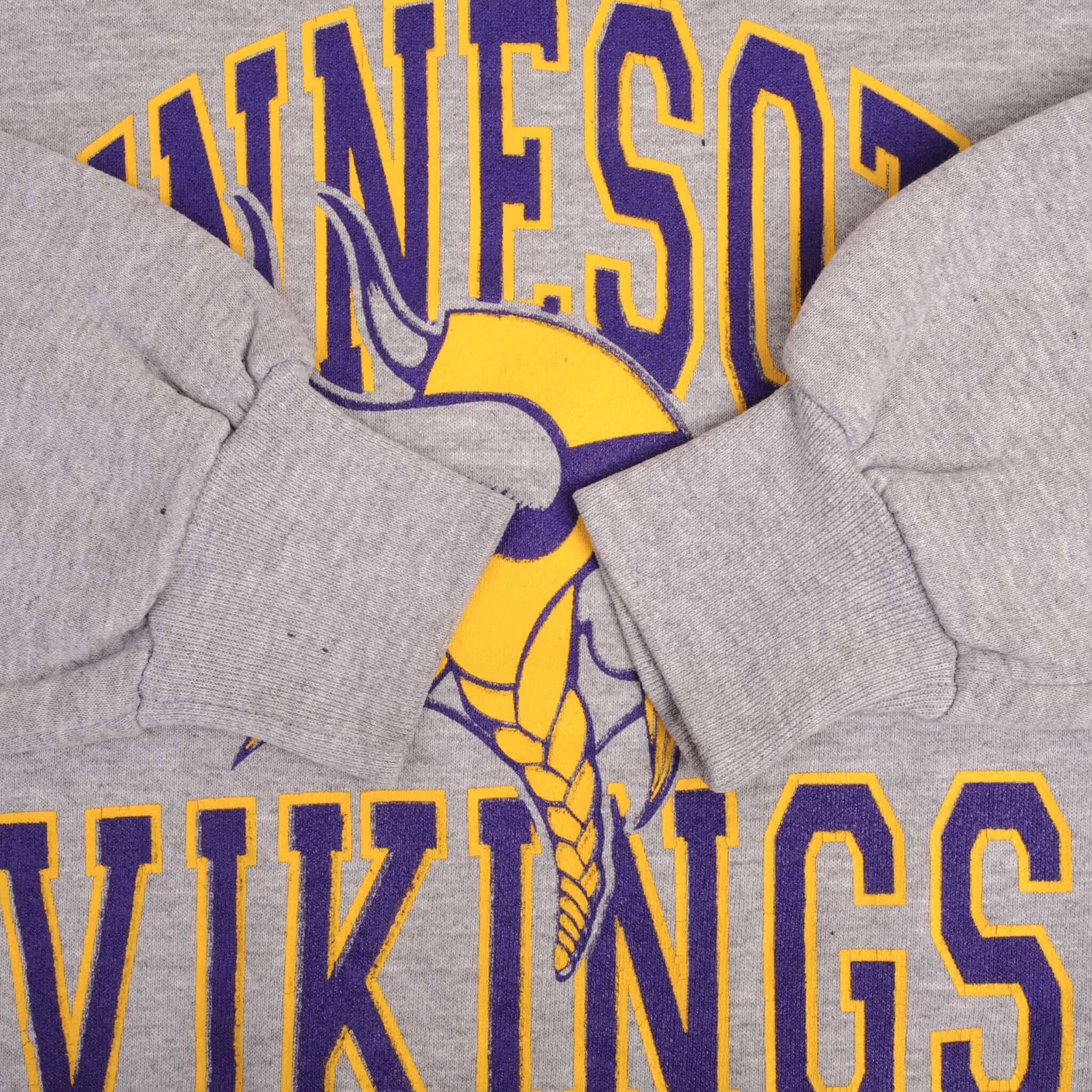 Vintage Nfl Minnesota Vikings Grey Russel Sweatshirt 1990S Size XL Made In USA