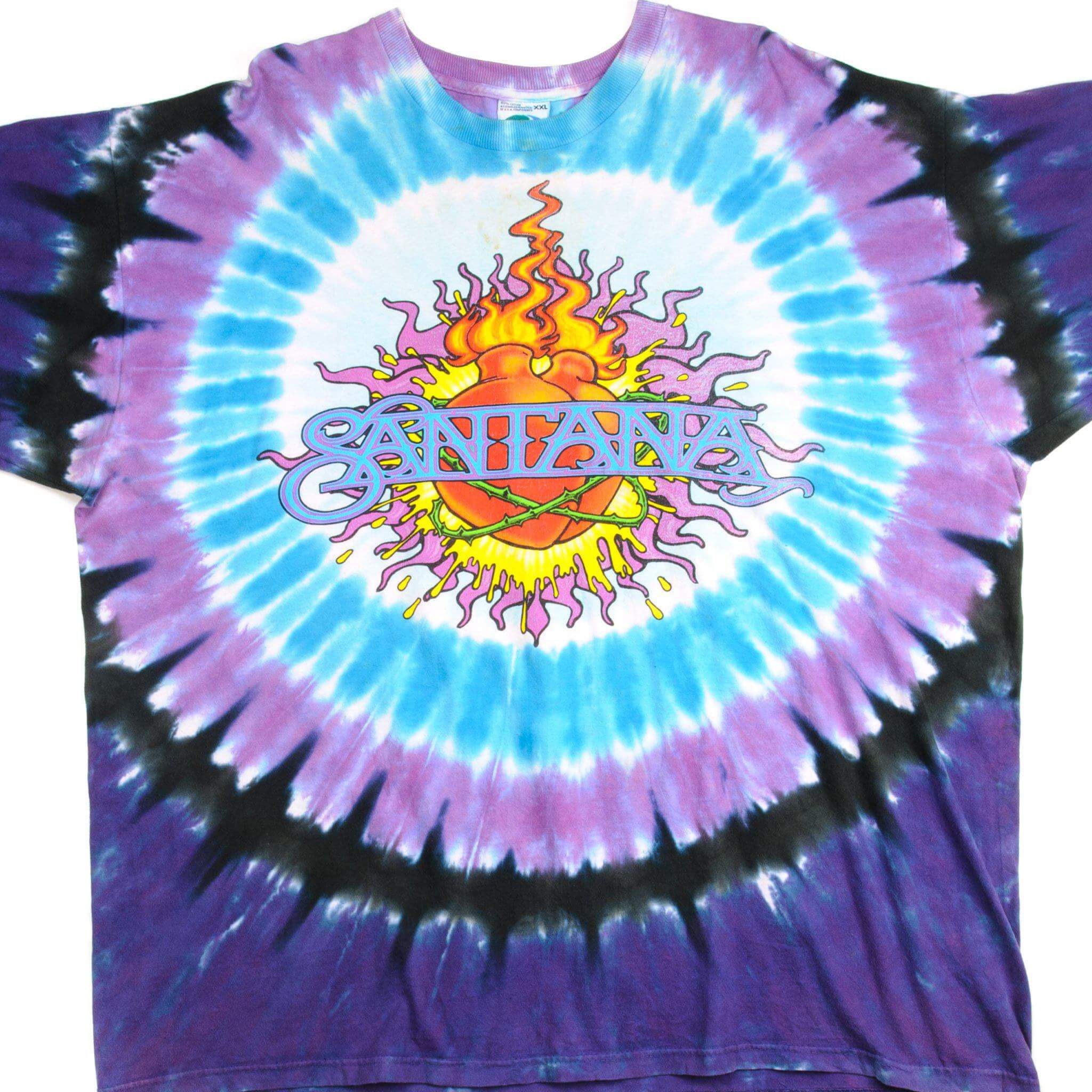 VINTAGE TIE DYE SANTANA RIVER OF COLORS TOUR TEE SHIRT 1999 SIZE 2XL
