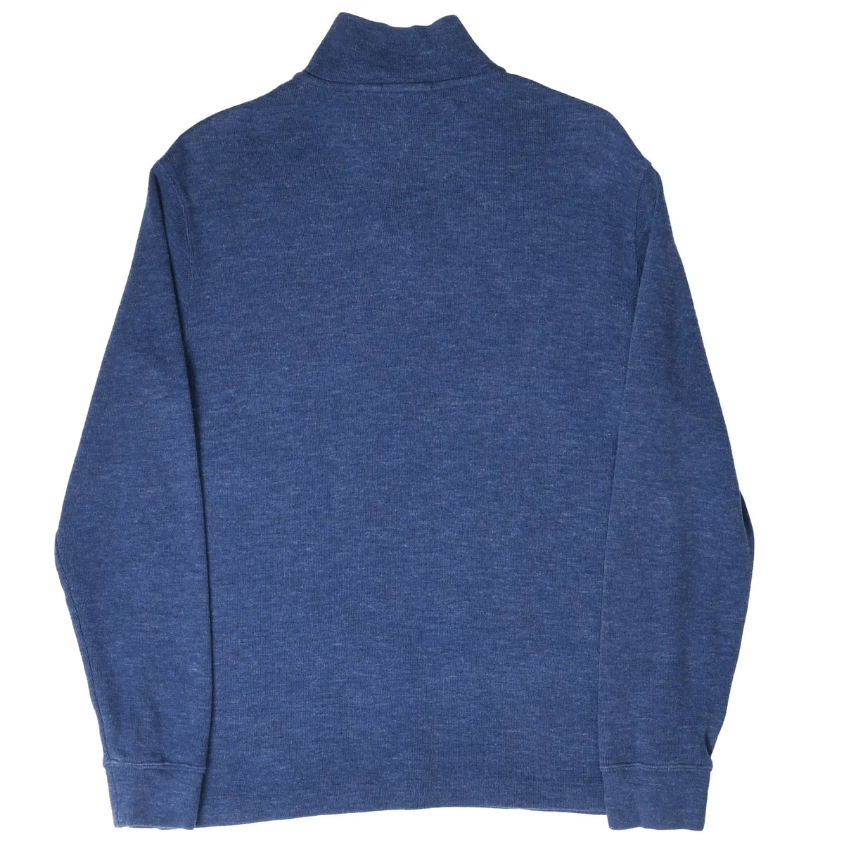 Back of blue Polo Ralph Lauren quarter-zip sweater