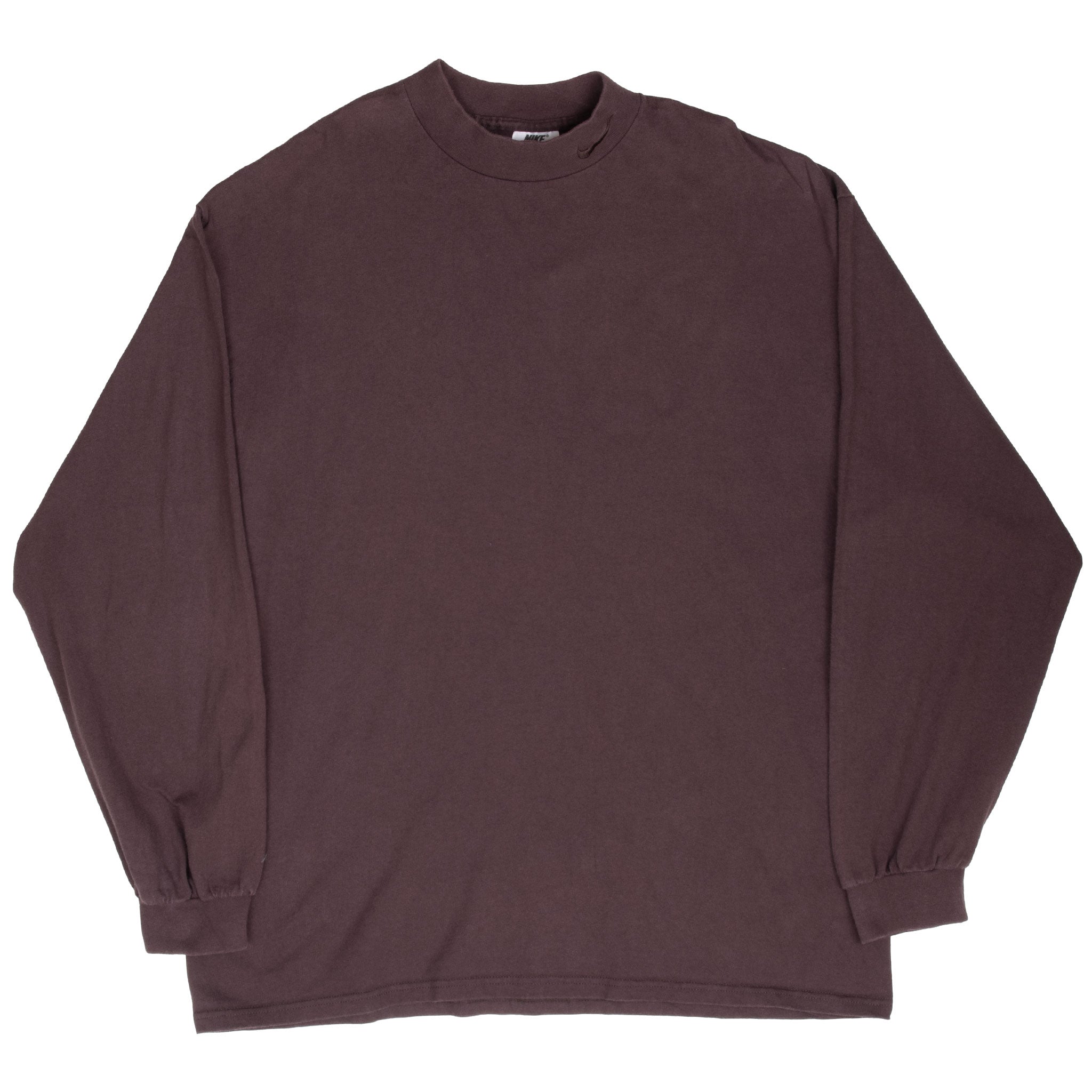 Vintage Nike Long Sleeve Turtle Neck Brown Tee Shirt 1990S Size XL Made Usa