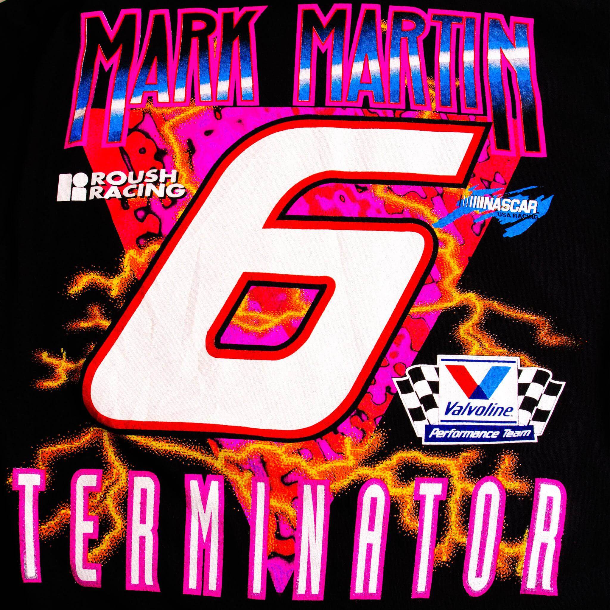 Vintage Nascar Terminator Mark Martin #6 Valvoline Team LEE 1995 Tee Shirt Size Large Made In USA
