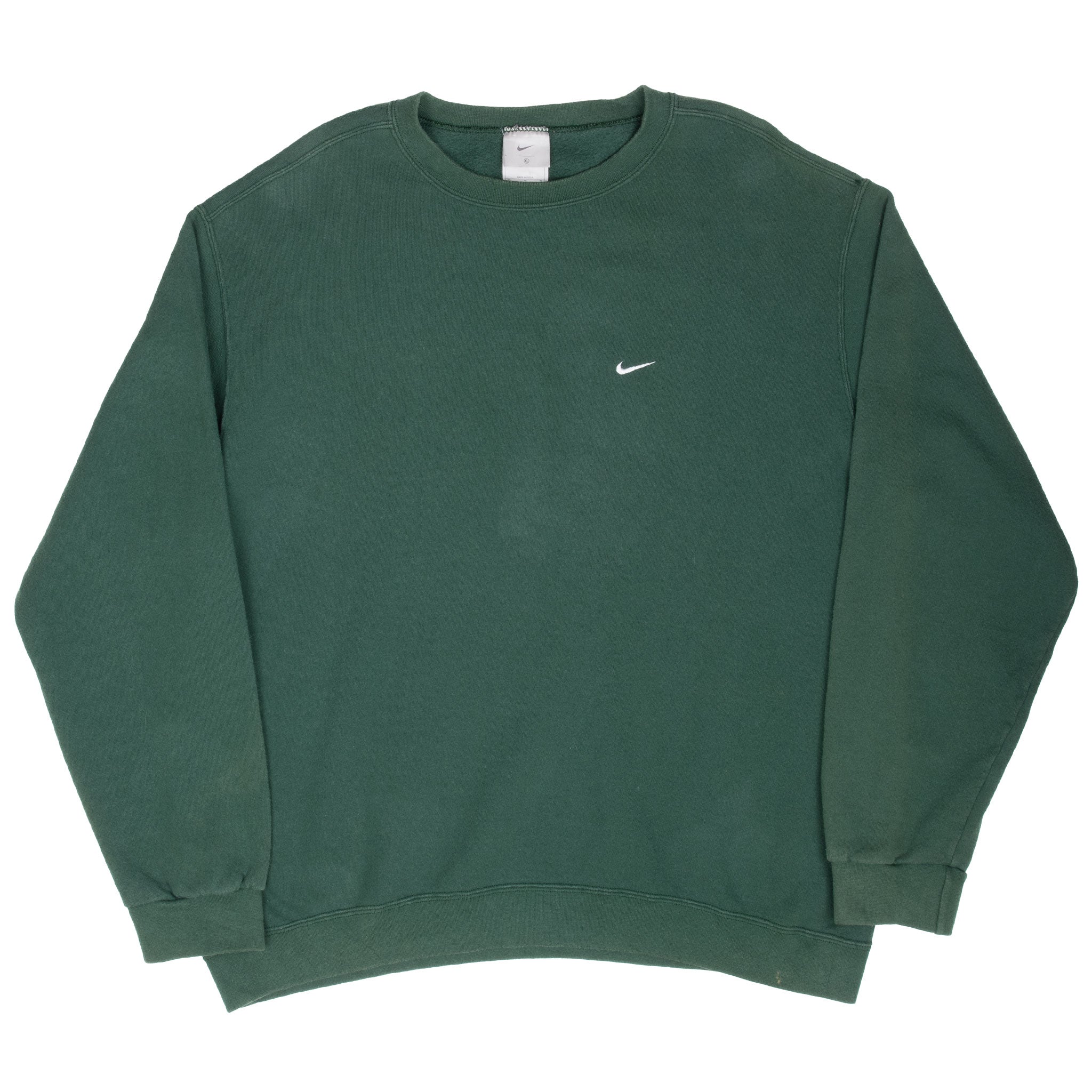 Vintage Nike Classic Swoosh Pine Green Crewneck Sweatshirt 2000S Size XL