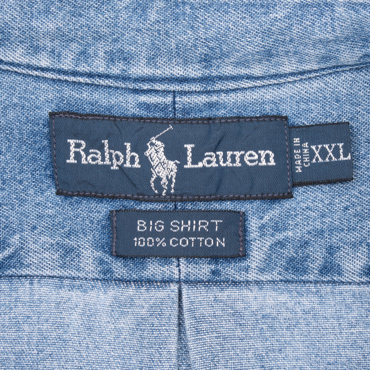 Ralph Lauren Big Shirt collar labels marked 100% cotton and XXL