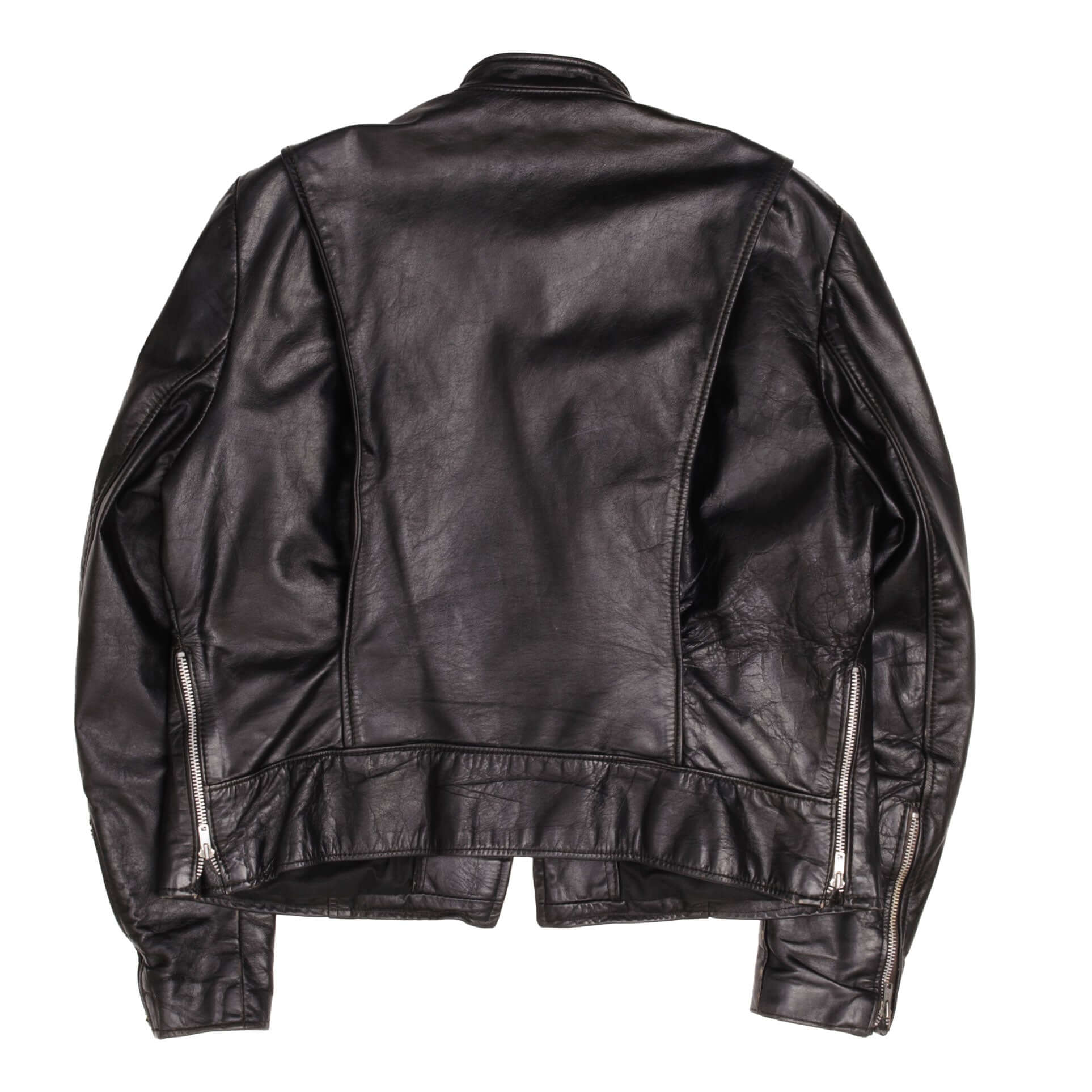 Vintage Brooks Leather Sportswear Black Leather Jacket Size 44 Made In USA.