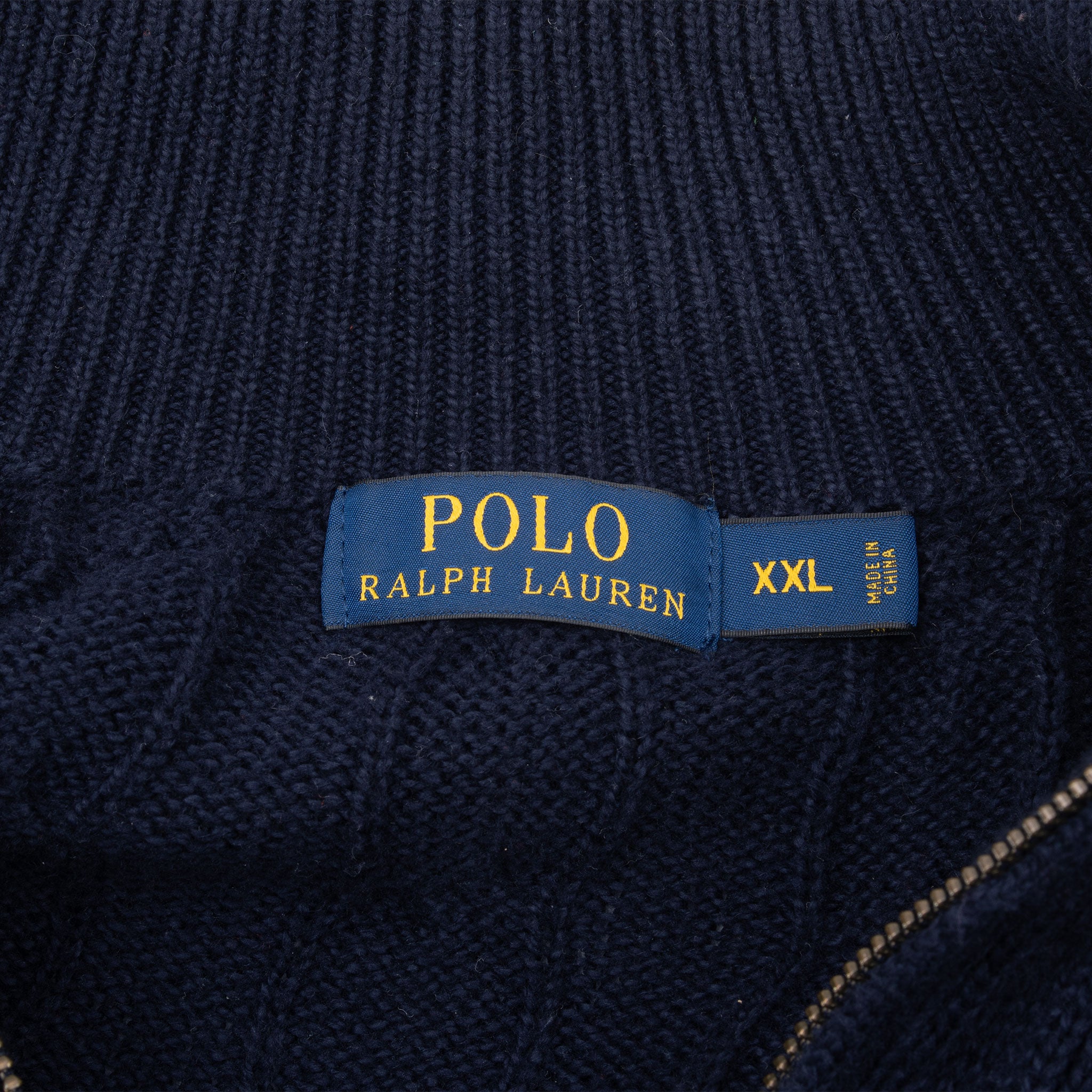 Vintage Polo Ralph Lauren Navy Blue Knit Quarter 1/4 Zip Sweater Size 2XL
