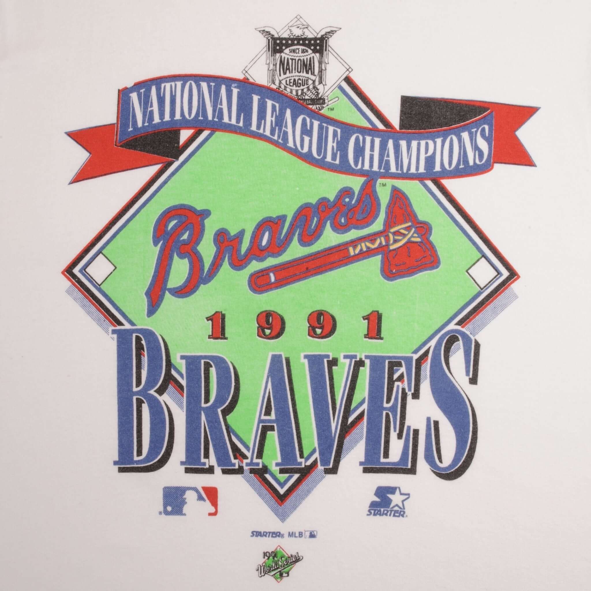 Vintage Mlb Atlanta Braves Champions 1991 Tee Shirt Size Large Made In USA