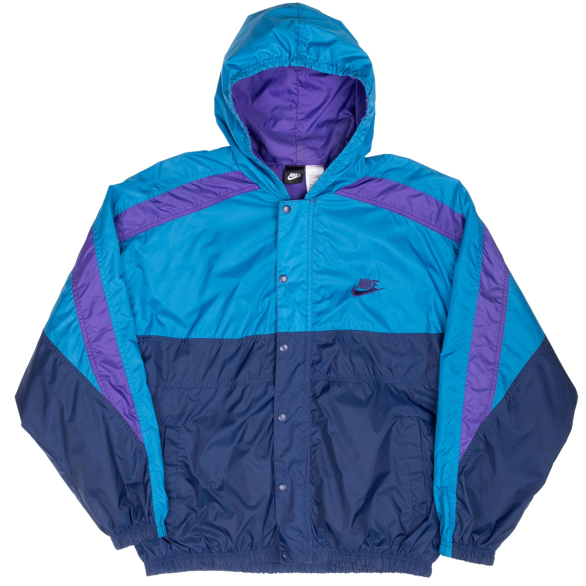 Vintage Nike Classic Swoosh Blue Purple Windbreaker Jacket 1990S Size Large