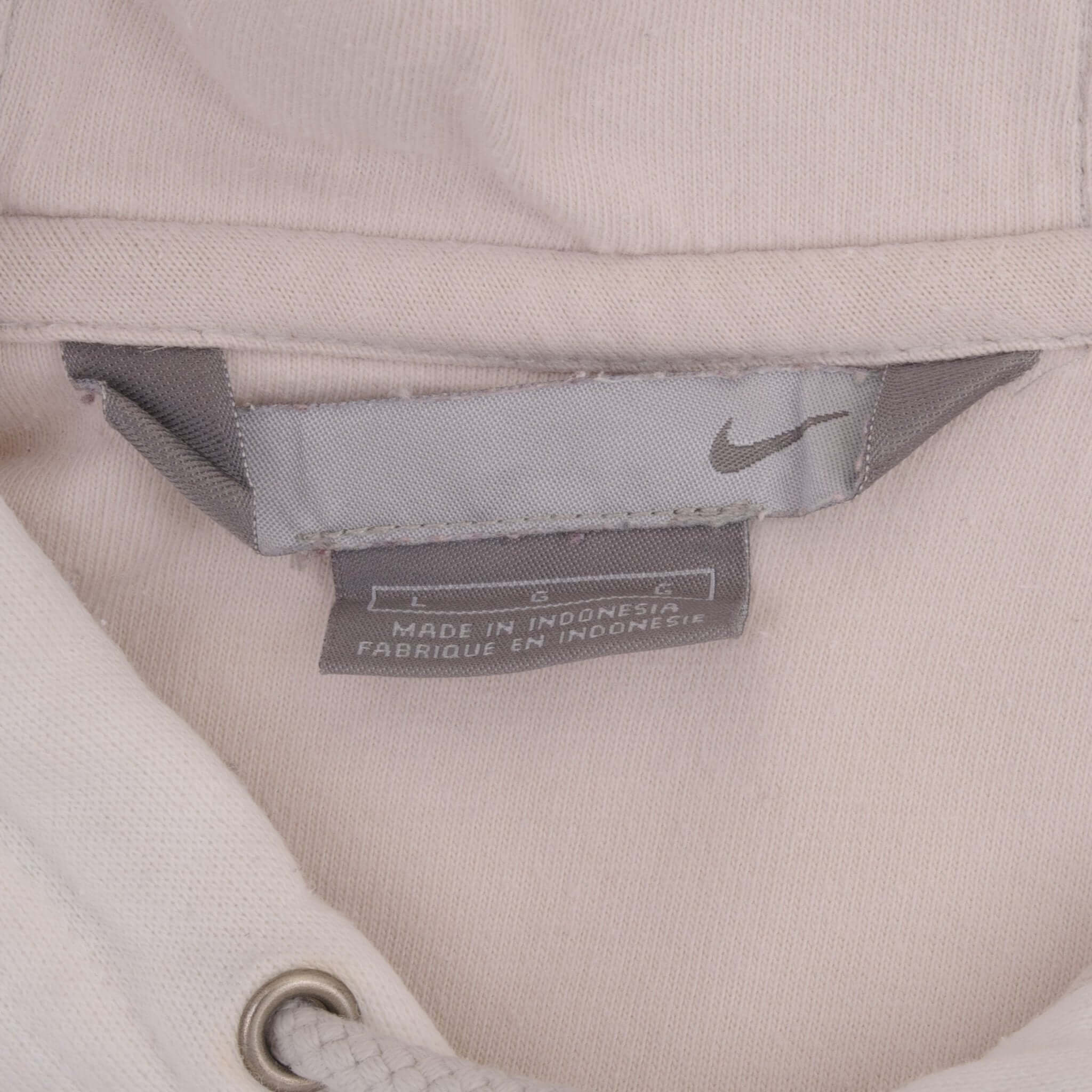 Vintage Nike Spellout Swoosh White Hoodie Sweatshirt 2000S Size Large