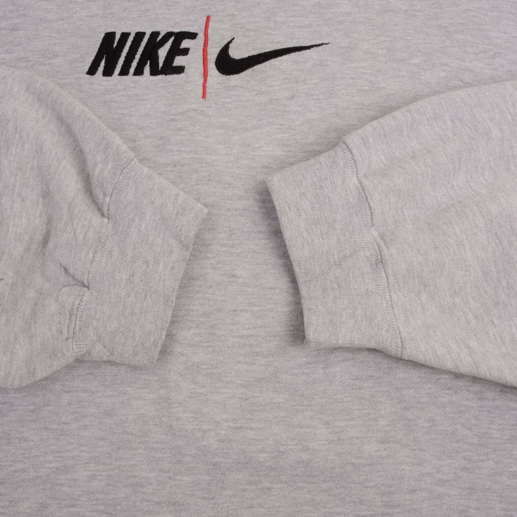 Vintage Nike Spellout Swoosh Gray Crewneck Sweatshirt 1990S Size 2XL