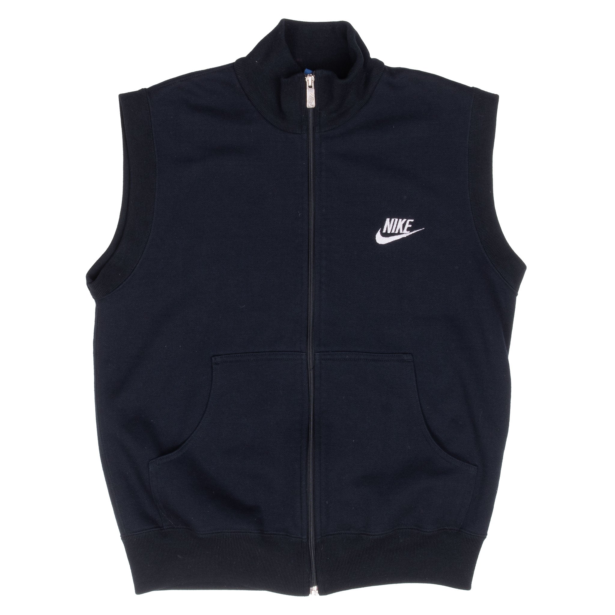 Vintage Nike Classic Swoosh Black Full Zip Vest Sweatshirt 1980S Size Medium