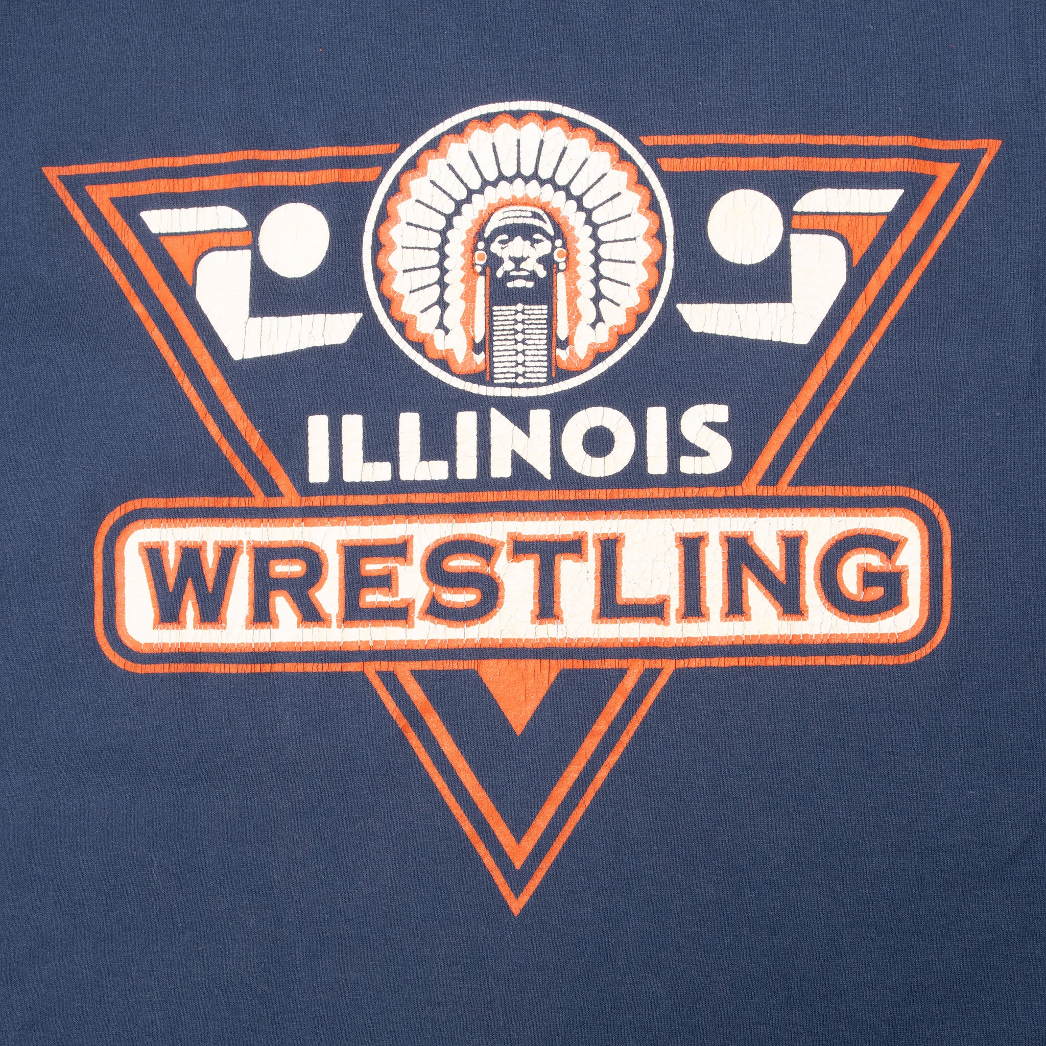Vintage Illinois University Fighting Illini Wrestling 1990S Tee Shirt Large Made In Usa With Single Stitch Sleeves