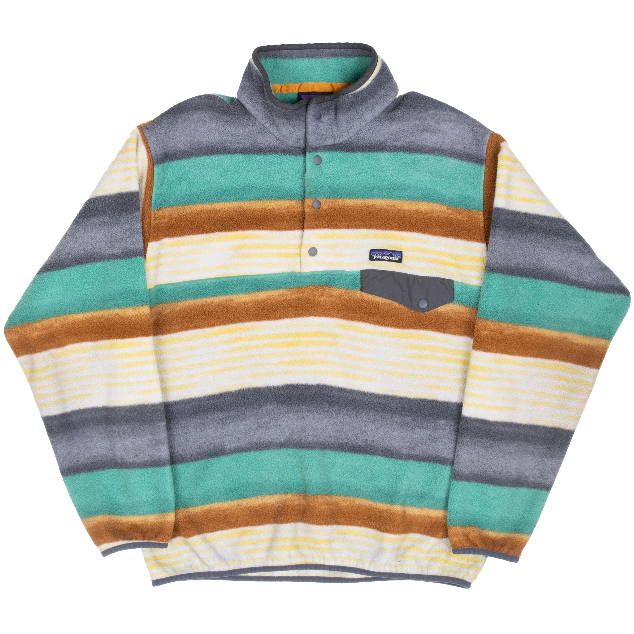 Vintage Patagonia Synchilla Snap T Striped Fleece Pullover Size Large