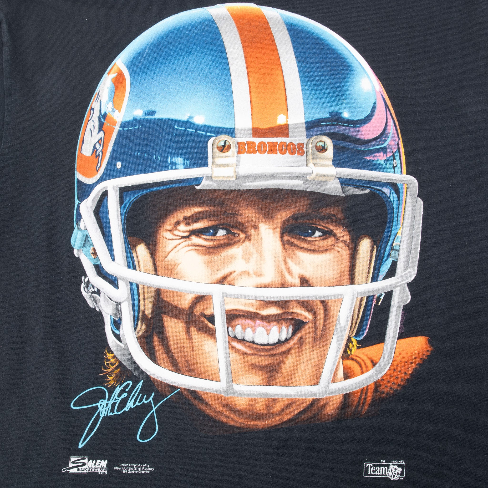 Vintage Nfl Denver Broncos John Elway 1992 Tee Shirt Size Large Made In Usa With Single Stitch Sleeves