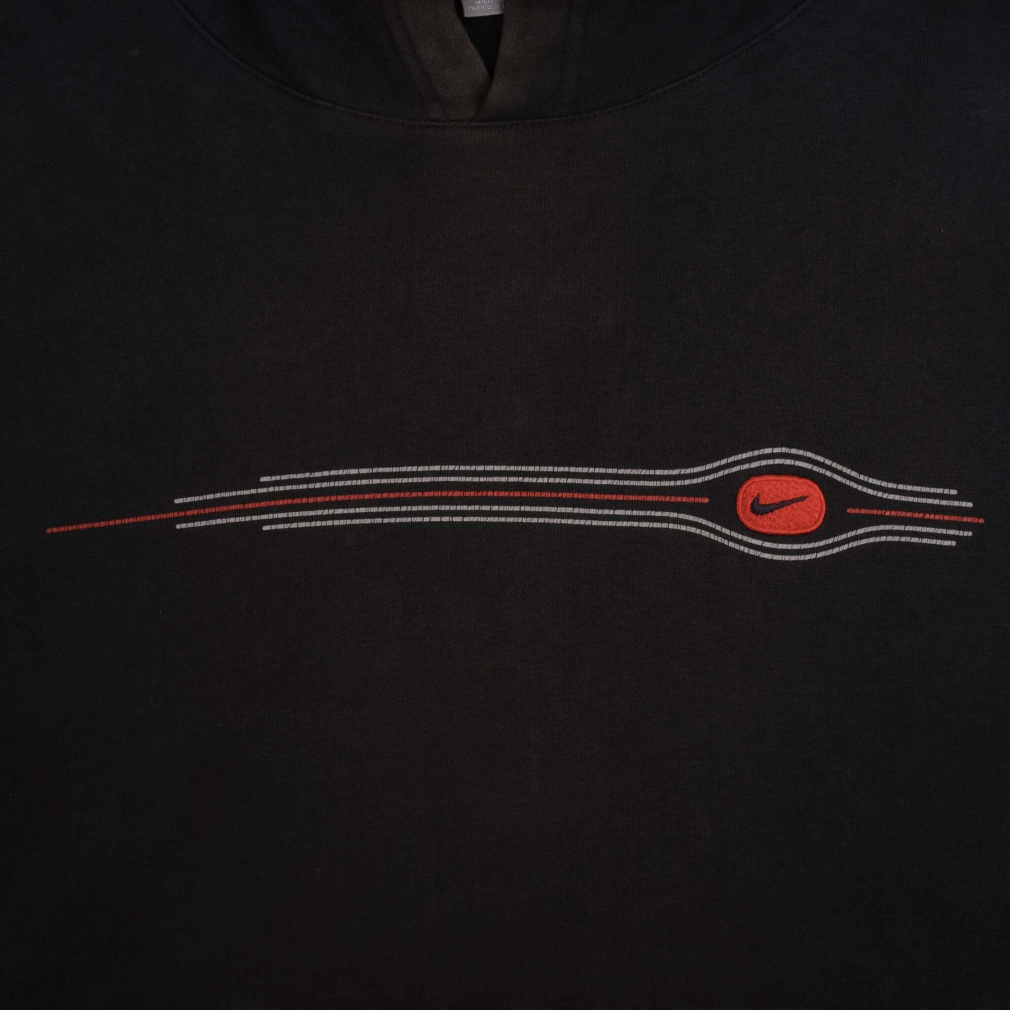 Vintage Nike Spellout Swoosh Black Hoodie Sweatshirt 2000S Size XL