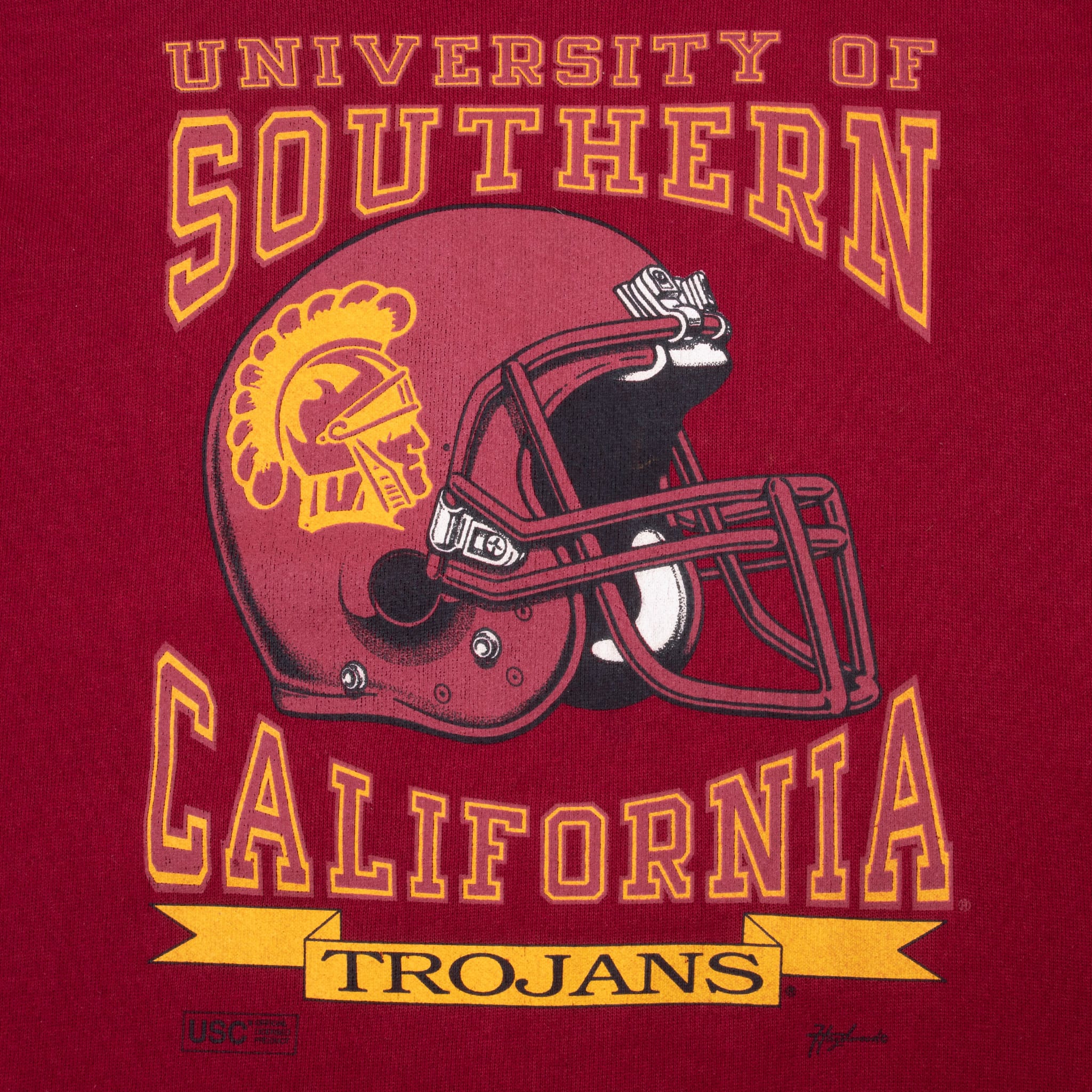 USC Trojans front print with football helmet and University of Southern California lettering