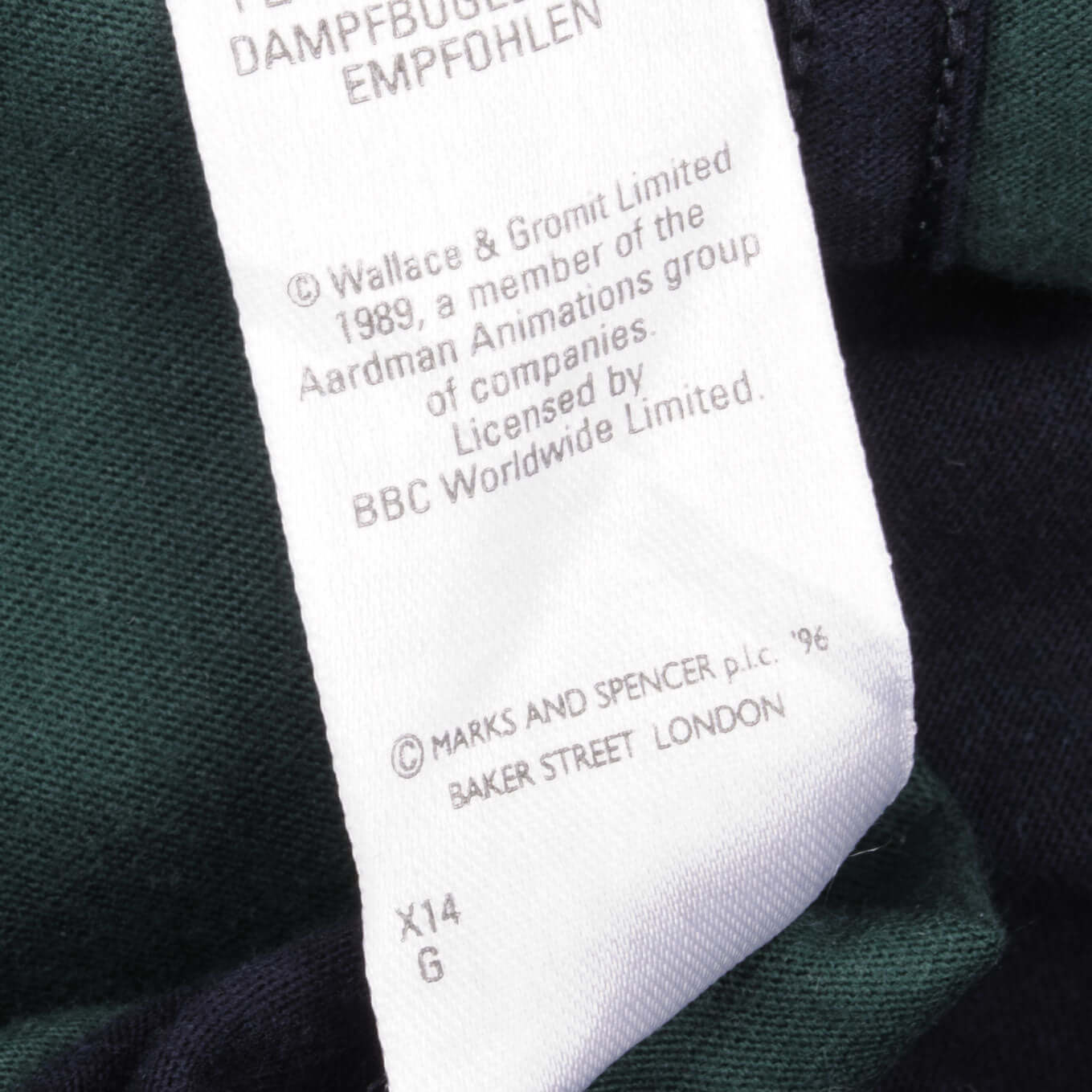 VINTAGE WALLACE AND GROMIT MARK AND SPENCER 1989 TEE SHIRT SIZE SMALL