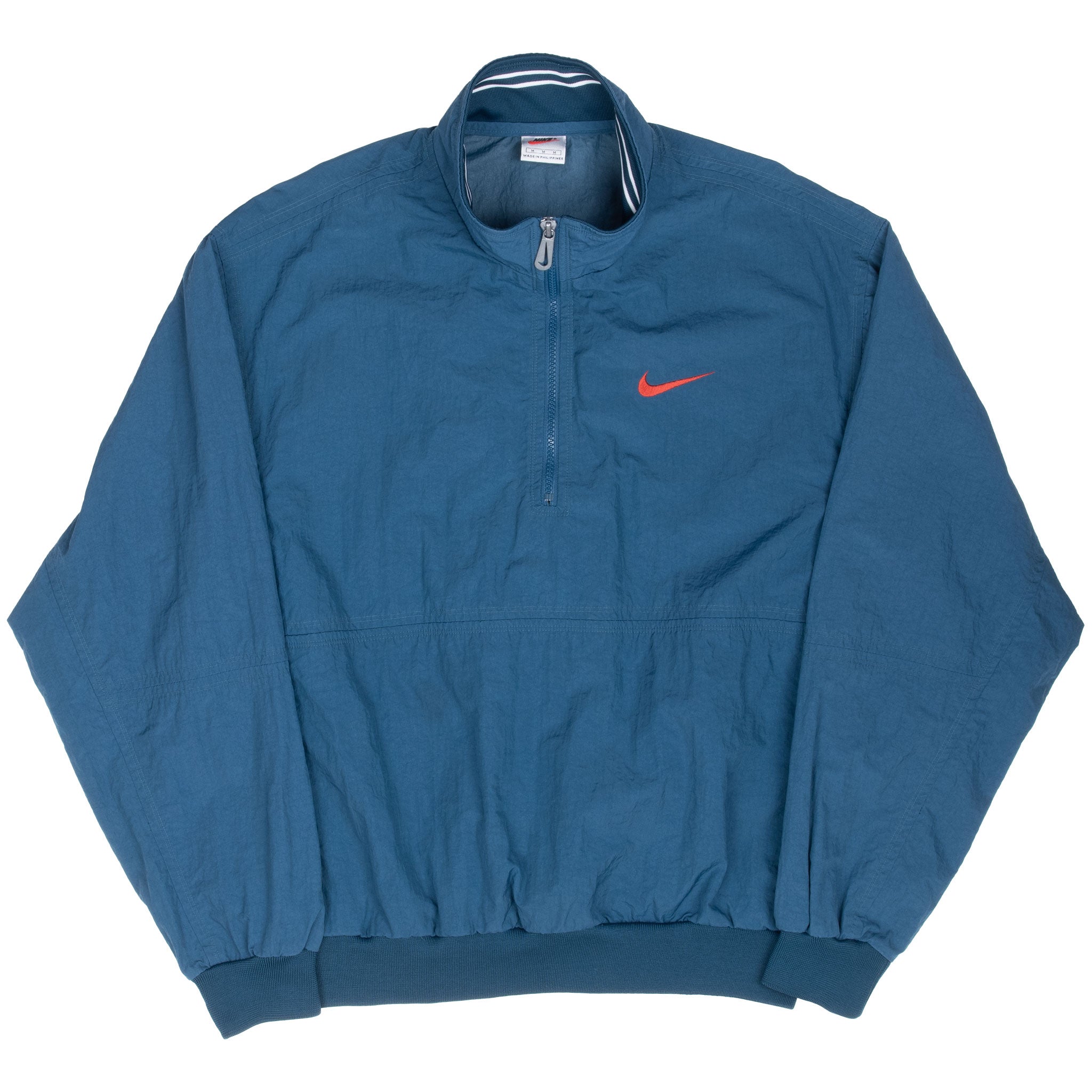 Vintage Nike Swoosh Blue Windbreaker Pullover Jacket 1990S Size Medium