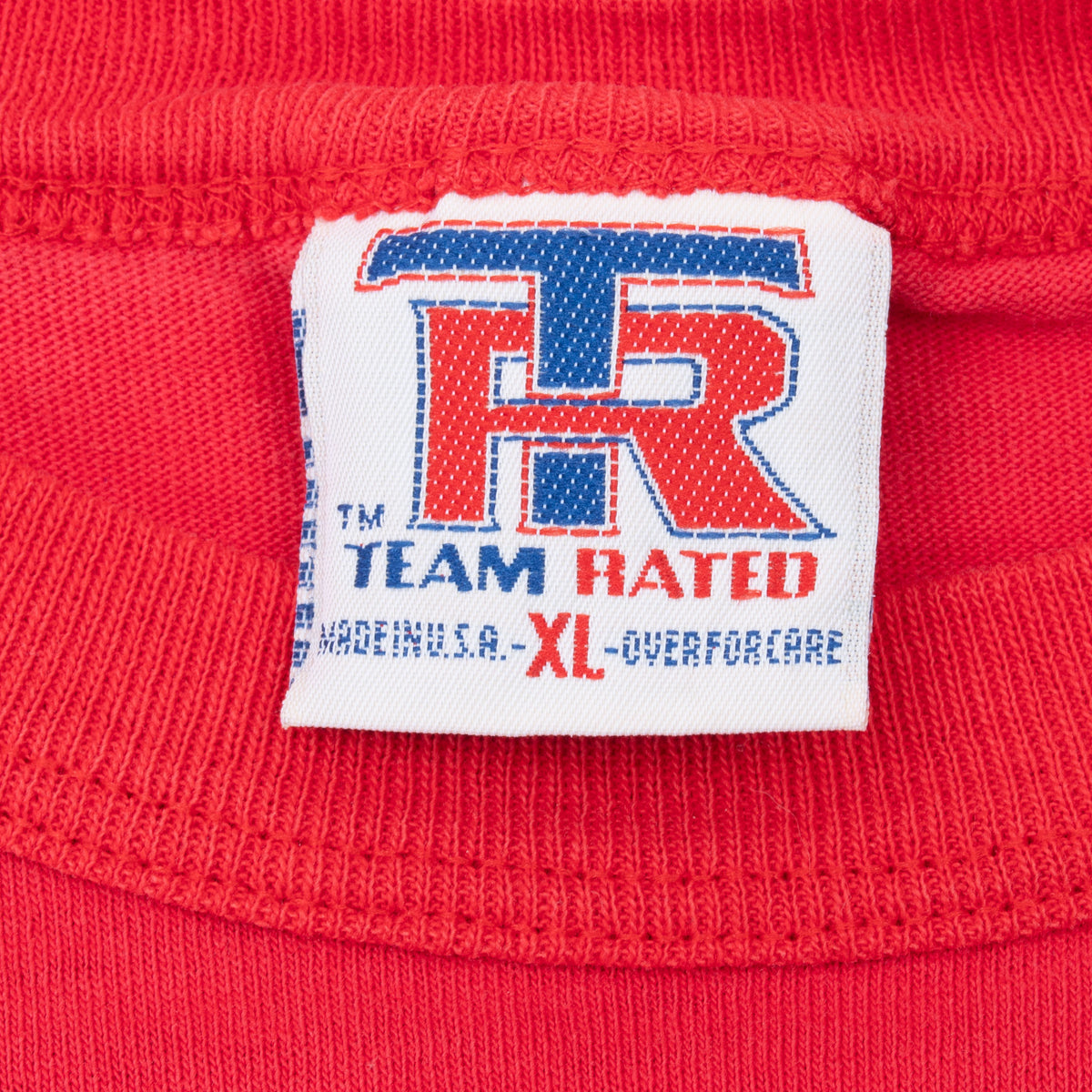 Team Rated collar tag detail on red St. Louis Cardinals T-shirt