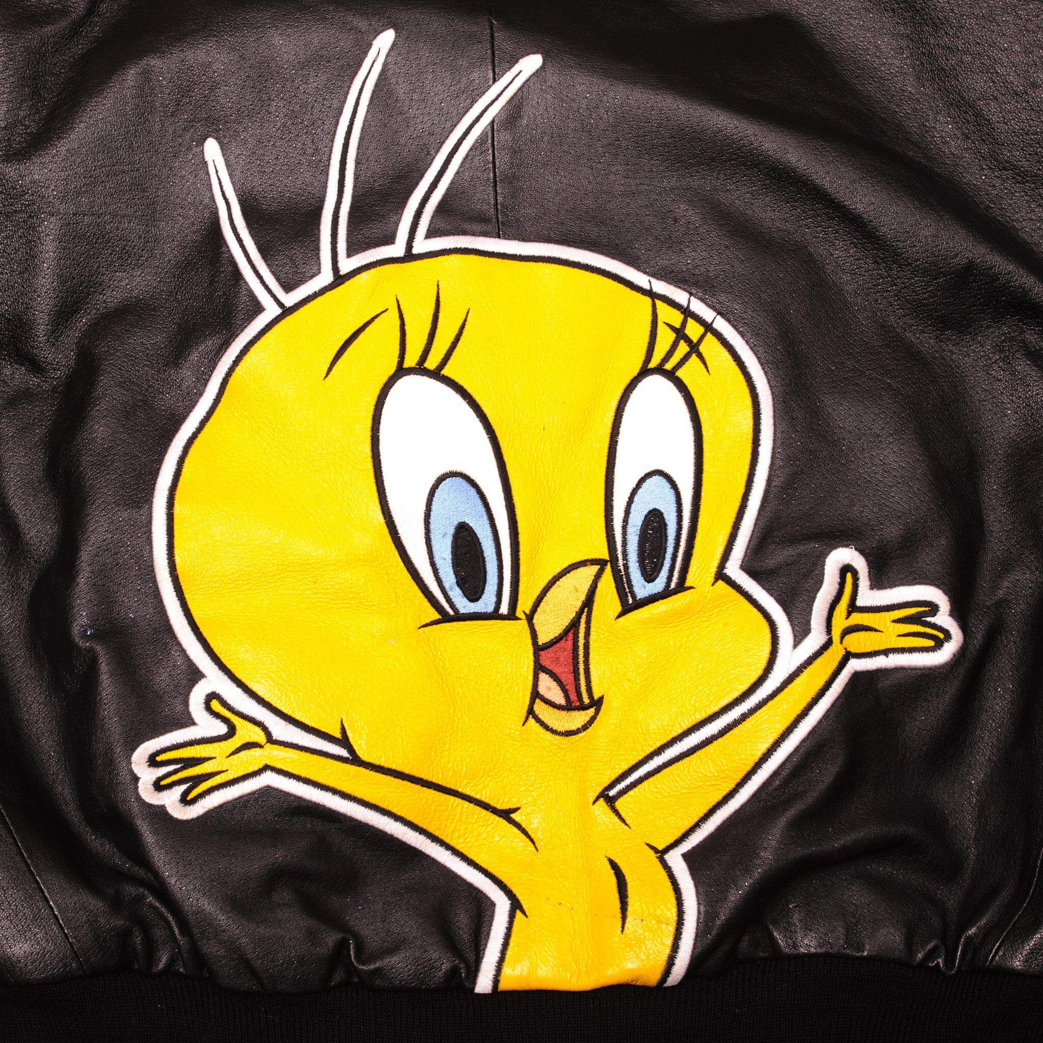VINTAGE LOONEY TUNES TWEETY LEATHER JACKET 1999 SIZE 3XL