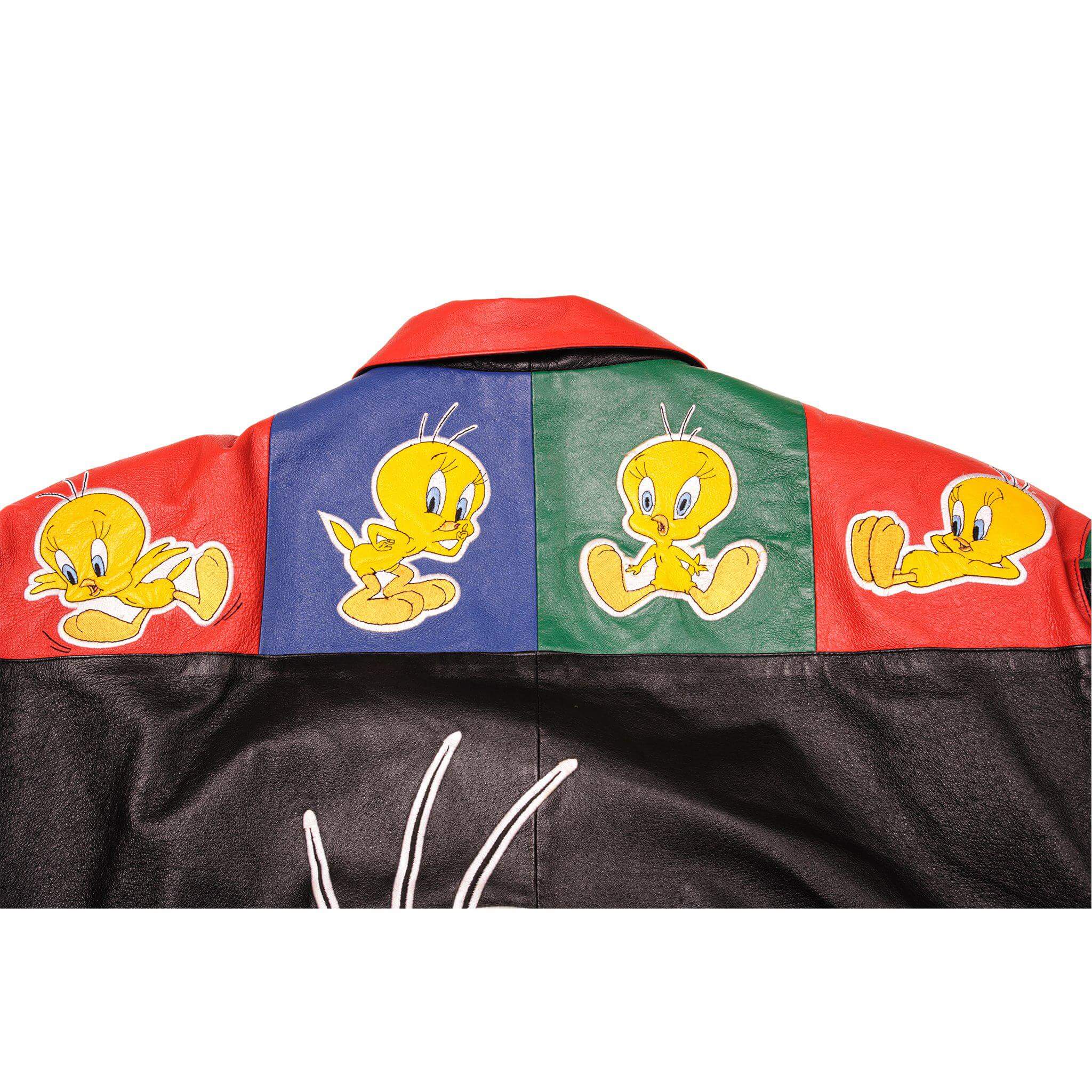 VINTAGE LOONEY TUNES TWEETY LEATHER JACKET 1999 SIZE 3XL