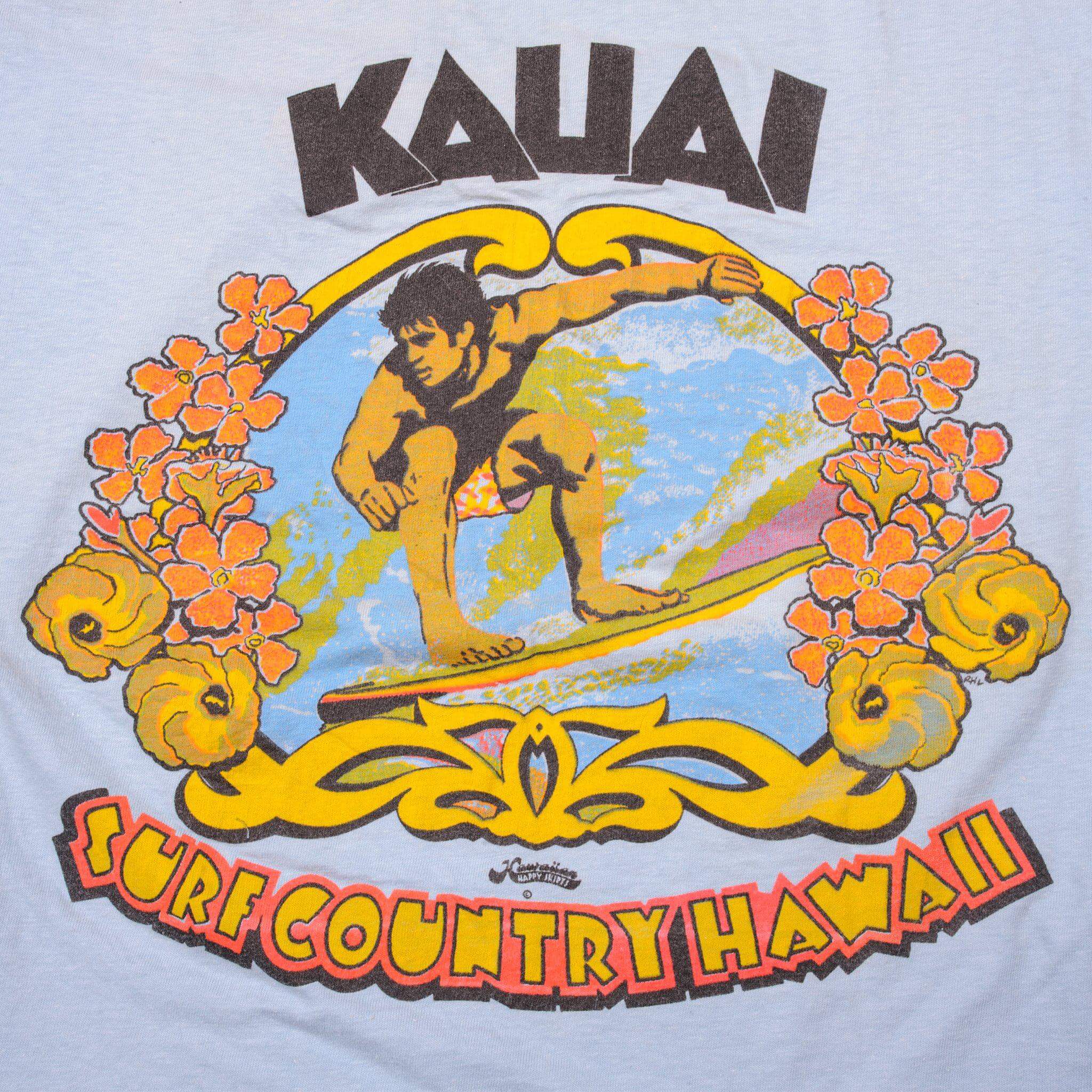 VINTAGE SURF HAWAII TEE SHIRT SIZE LARGE 1970s