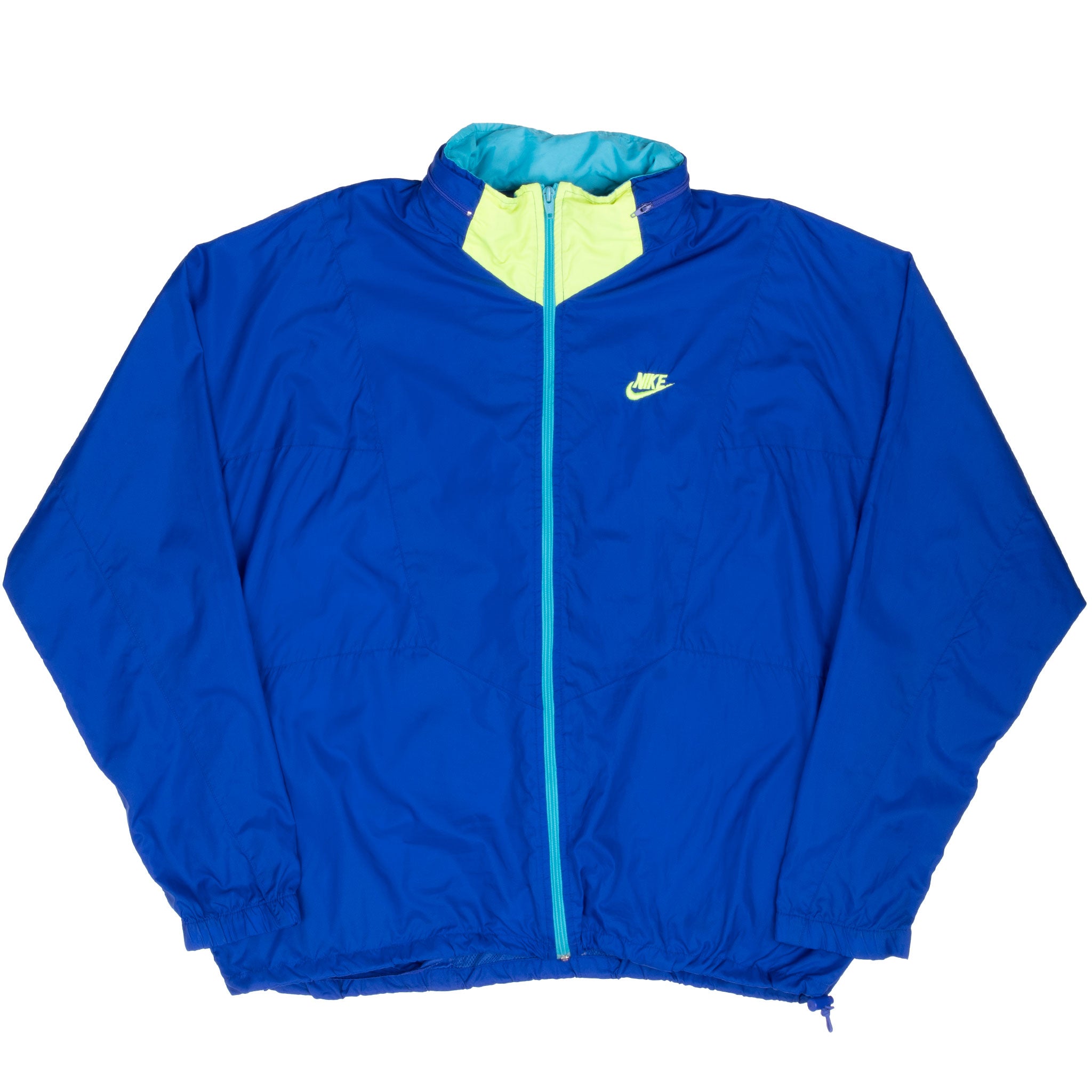 Vintage Nike Classic Swoosh Blue Windbreaker Jacket Late 1980S Size XL