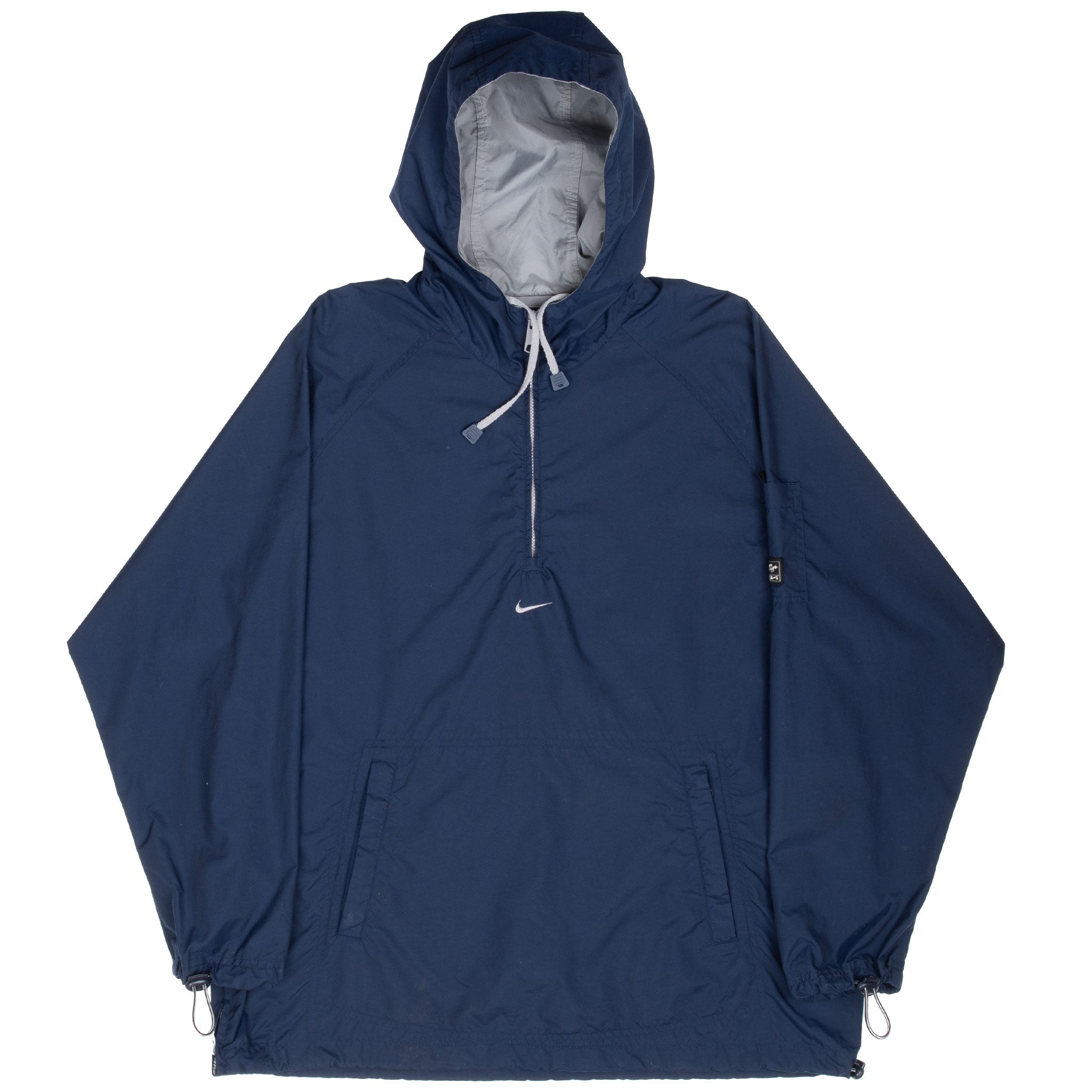 Vintage Nike Center Swoosh Blue Windbreaker Hooded Jacket 2000S Size Medium