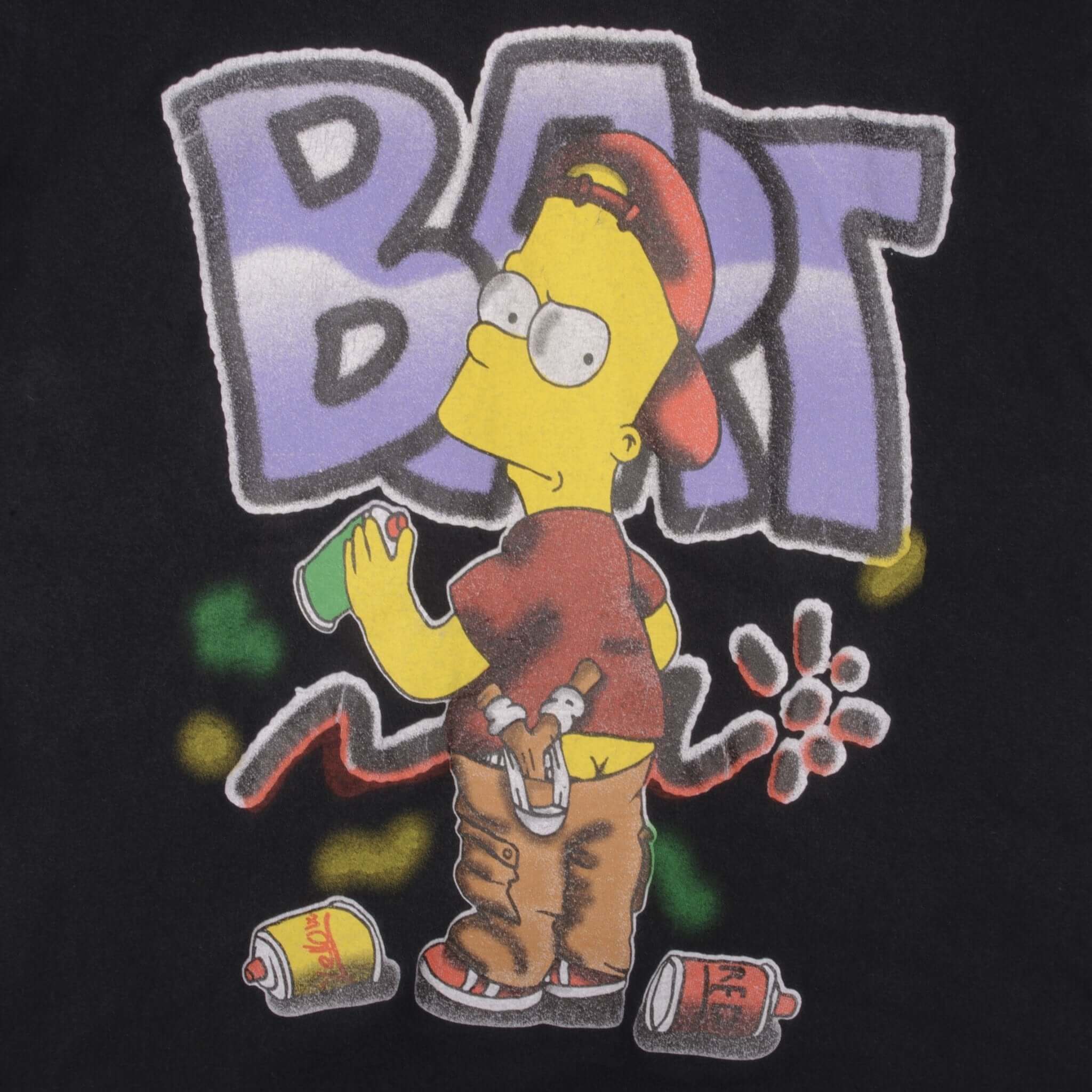 Vintage The Simpsons Bart Graffiti Tee Shirt 1990S Size Medium Made In USA With Single Stitch Sleeves