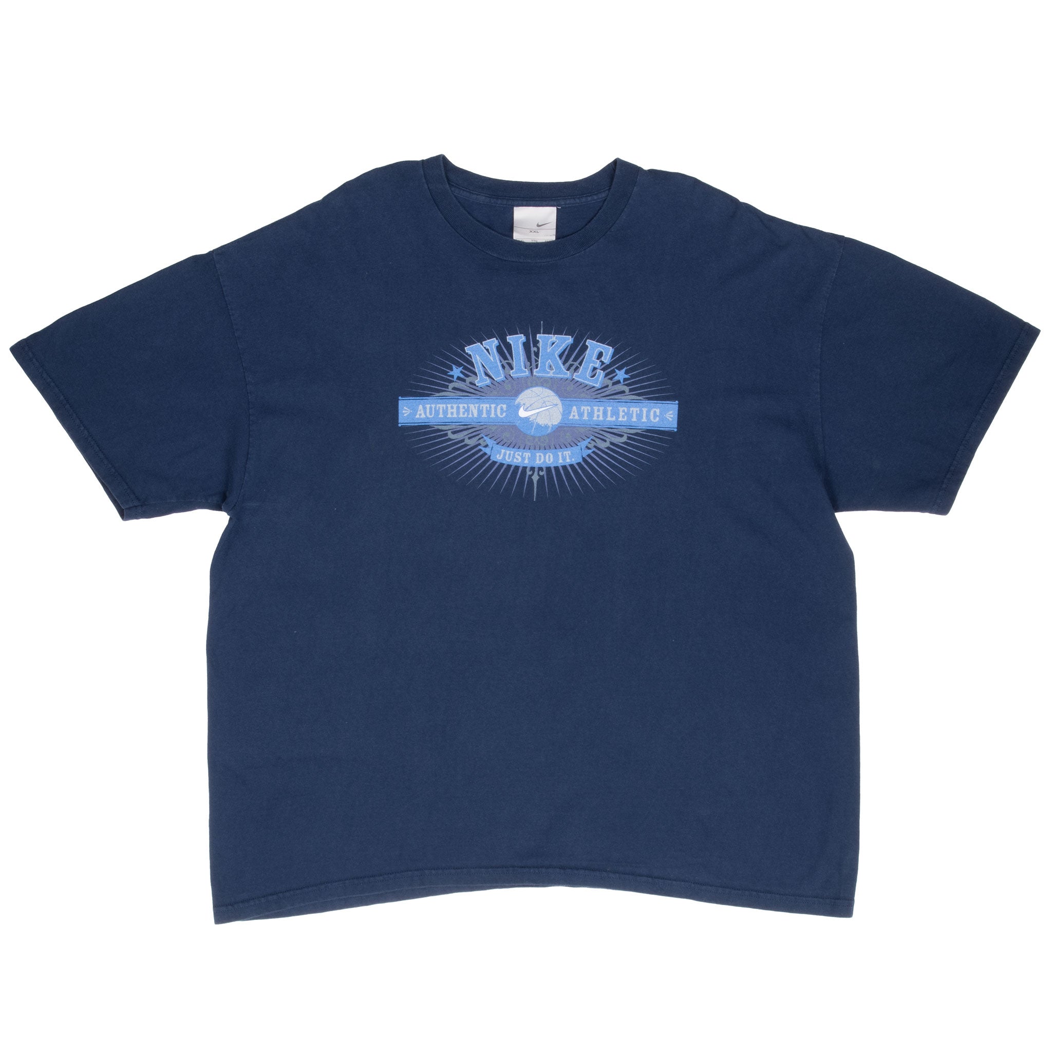 Vintage Nike Athletic Spellout Blue Tee Shirt 2000S Size 2XL