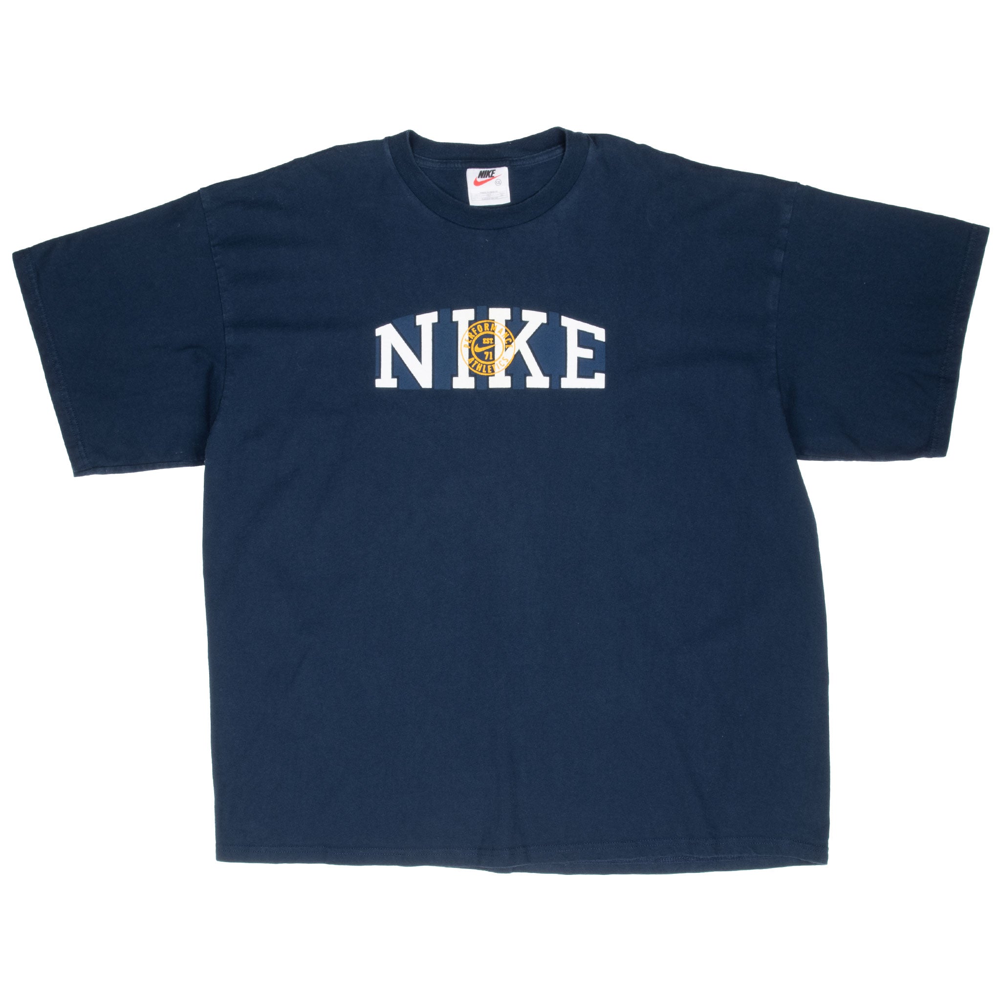 Vintage Nike Performance Athletic Spellout Blue Tee Shirt 1990S Size 2XL