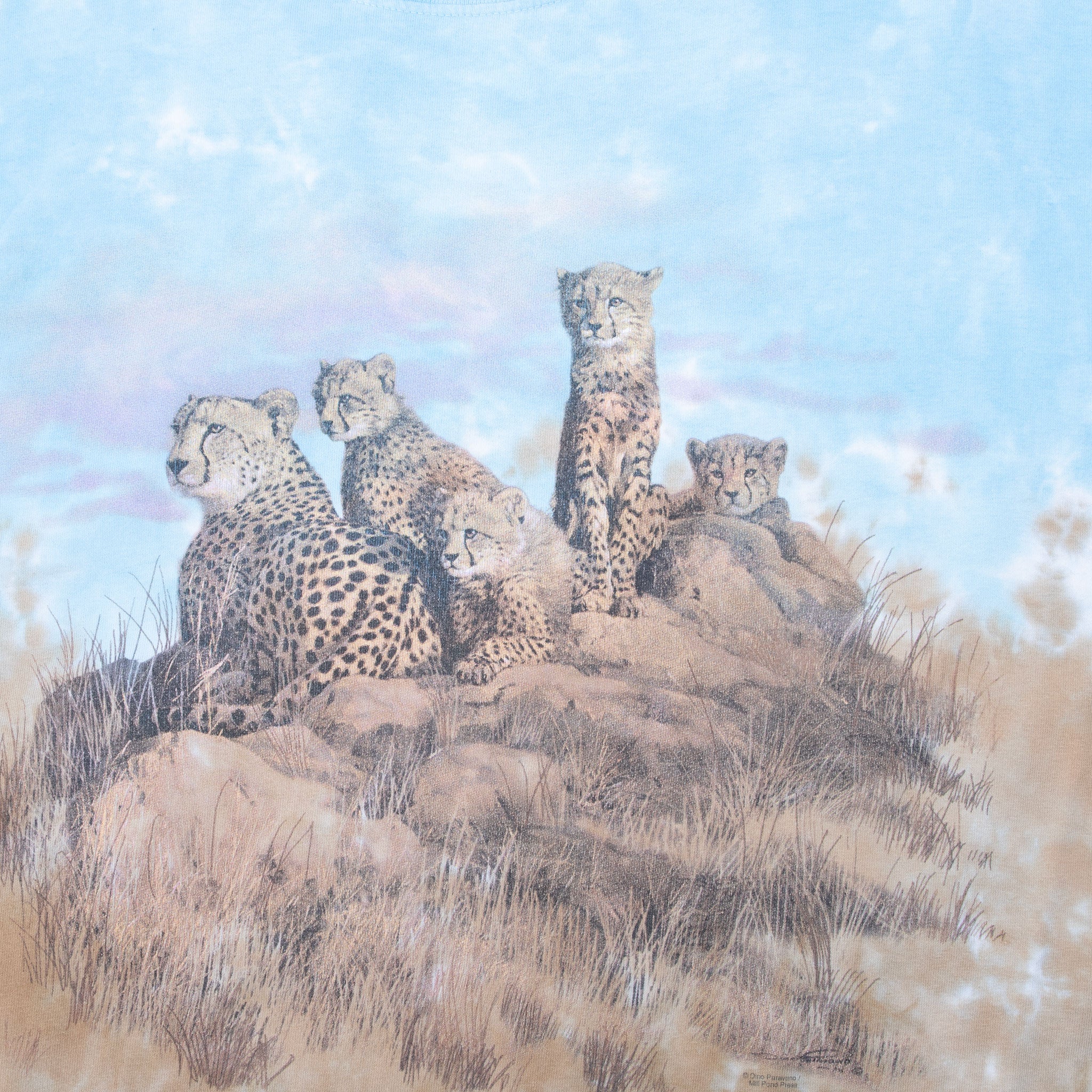 Vintage Tie Dye Jaguar Savana Worth Zoo Liquid Blue Tee Shirt 1990 Size 2XL