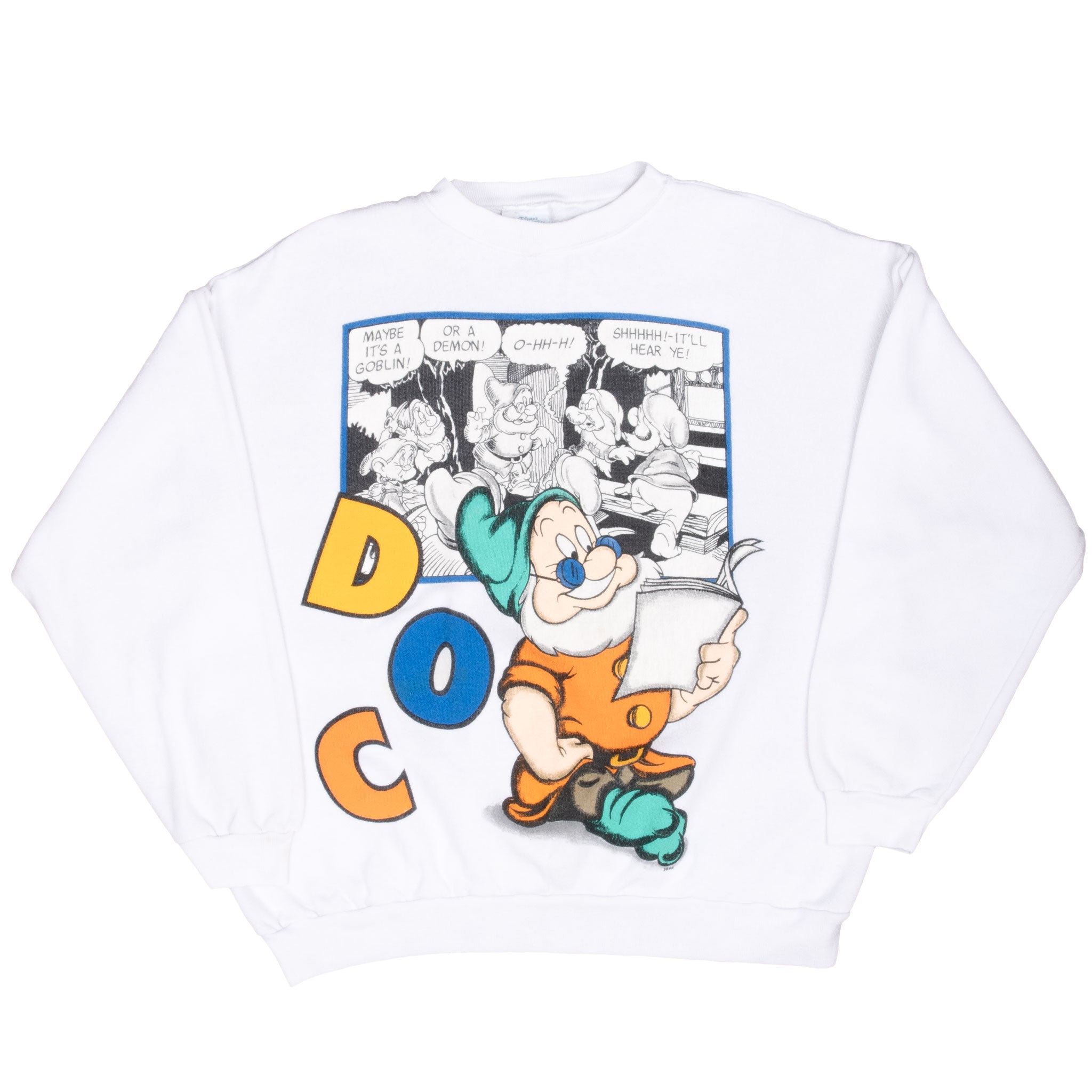 Vintage Disney Snow White Doc Dwarf Sweatshirt 1990S Size XL