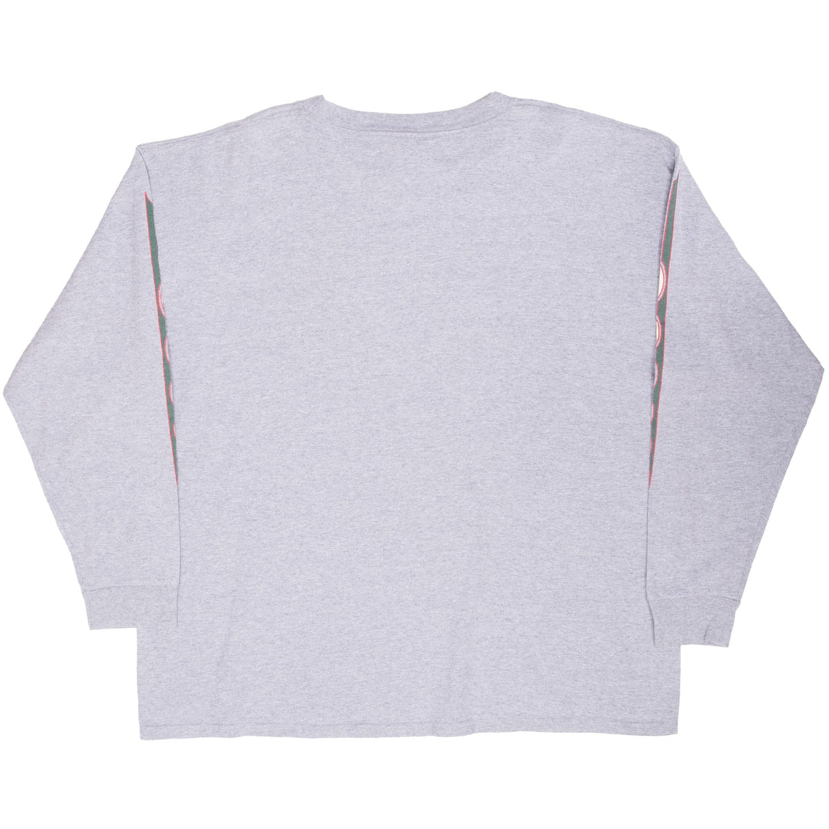 Back of gray Nike Minnesota Wild long-sleeve shirt with green, red and white sleeve graphics