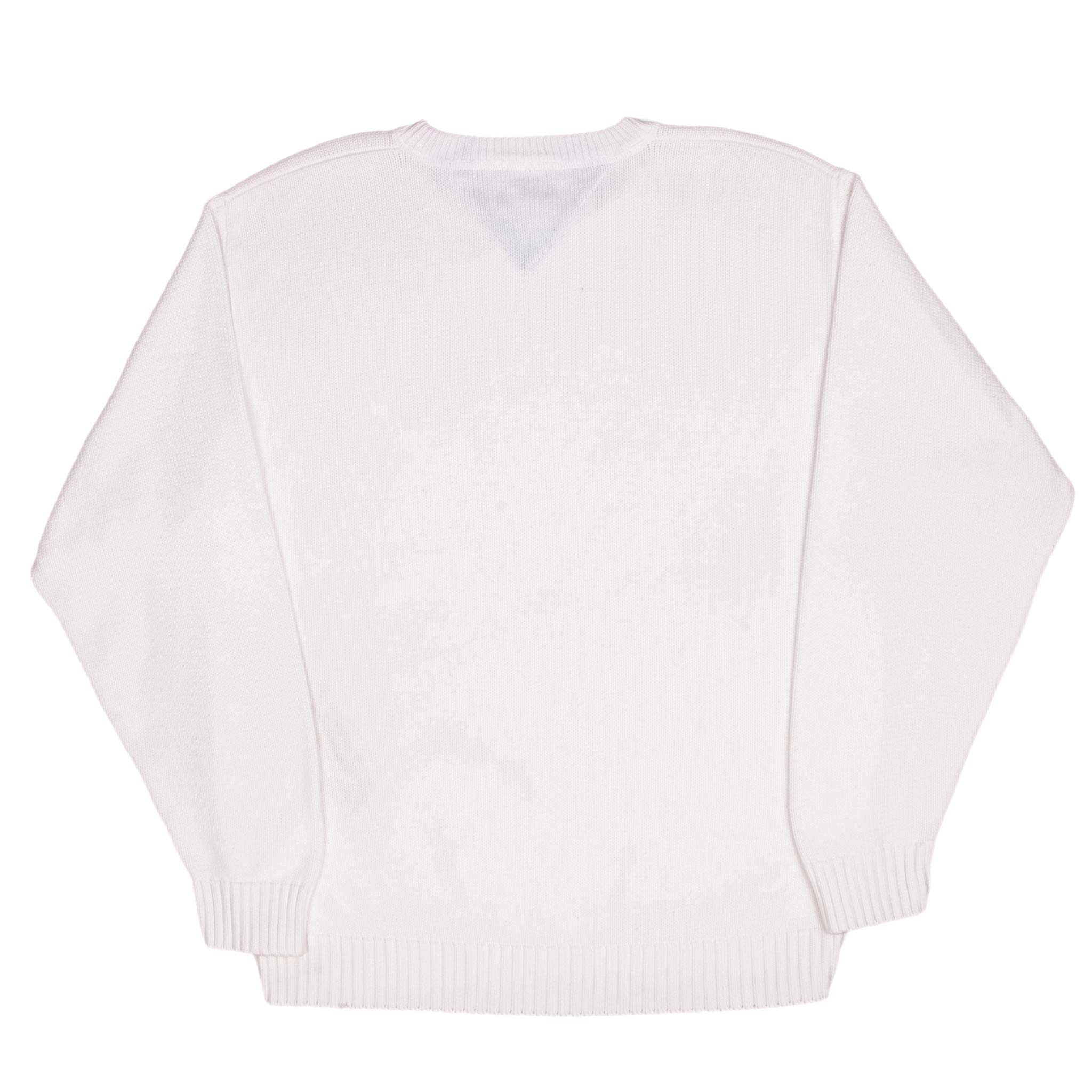 Vintage Tommy Hilfiger 1990S White Knit Sweatshirt Size Large