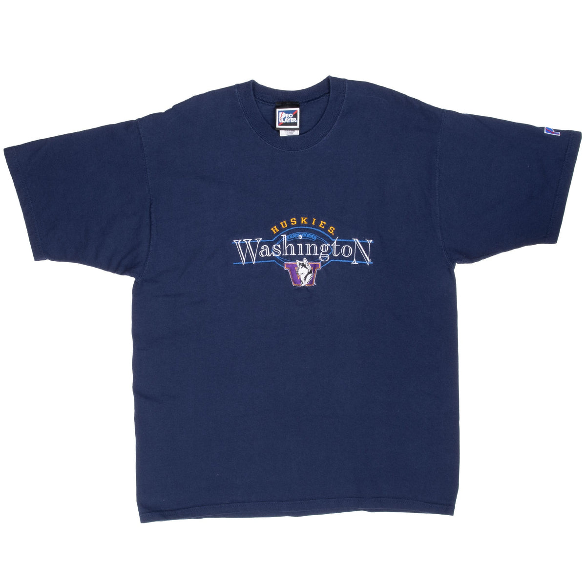 Full front of navy Washington Huskies short-sleeve T-shirt