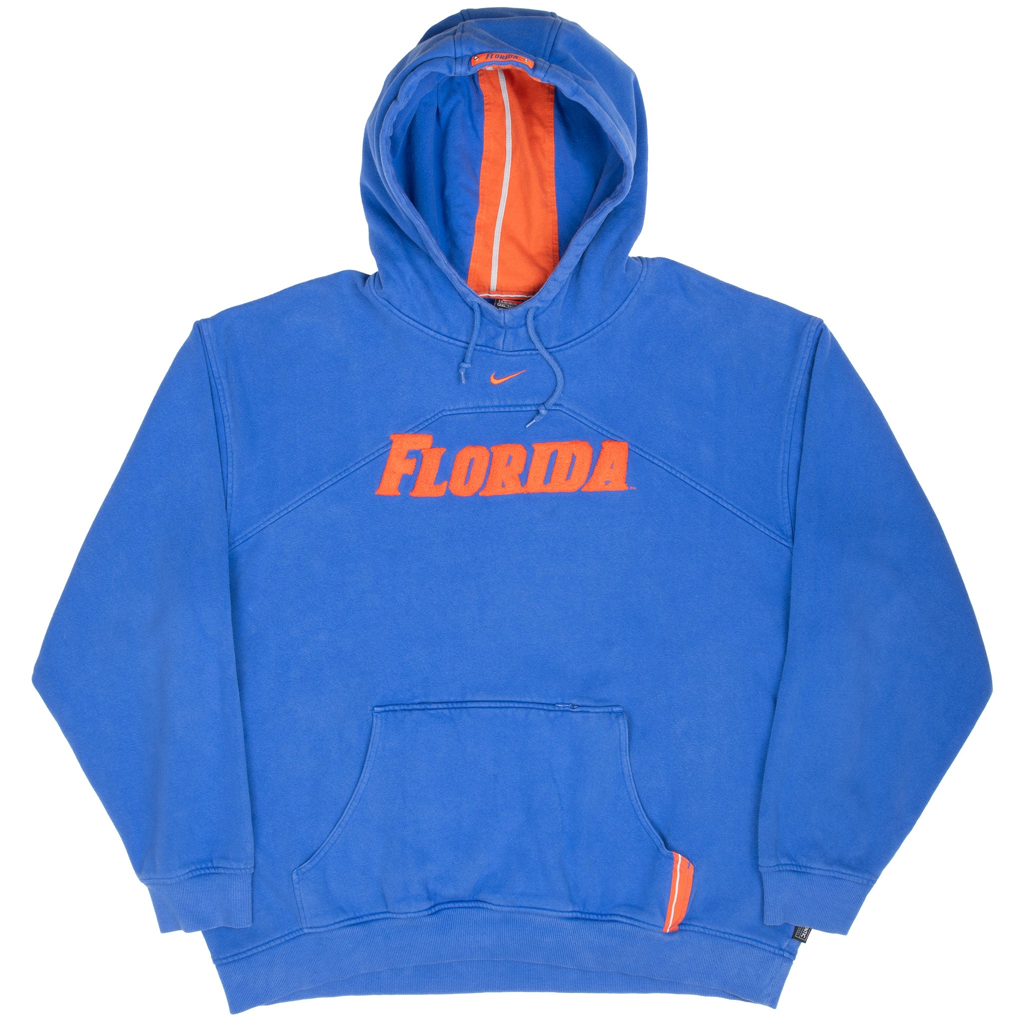 Vintage Nike Center Swoosh Florida Gators Blue Hoodie Sweatshirt 1990S Size 2XL