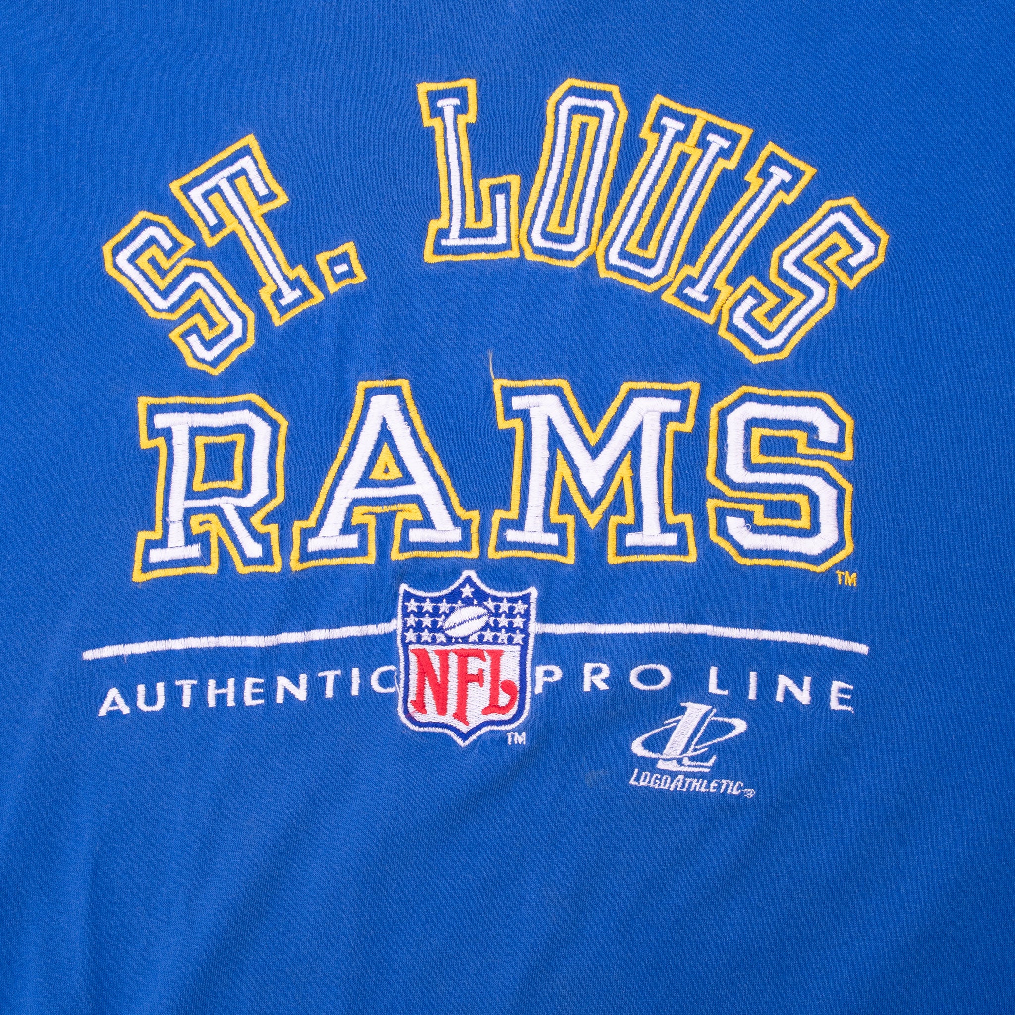 Vintage Nfl Saint Louis Rams Embroidered 1990S Tee Shirt Large Made In Usa With Single Stitch Sleeves