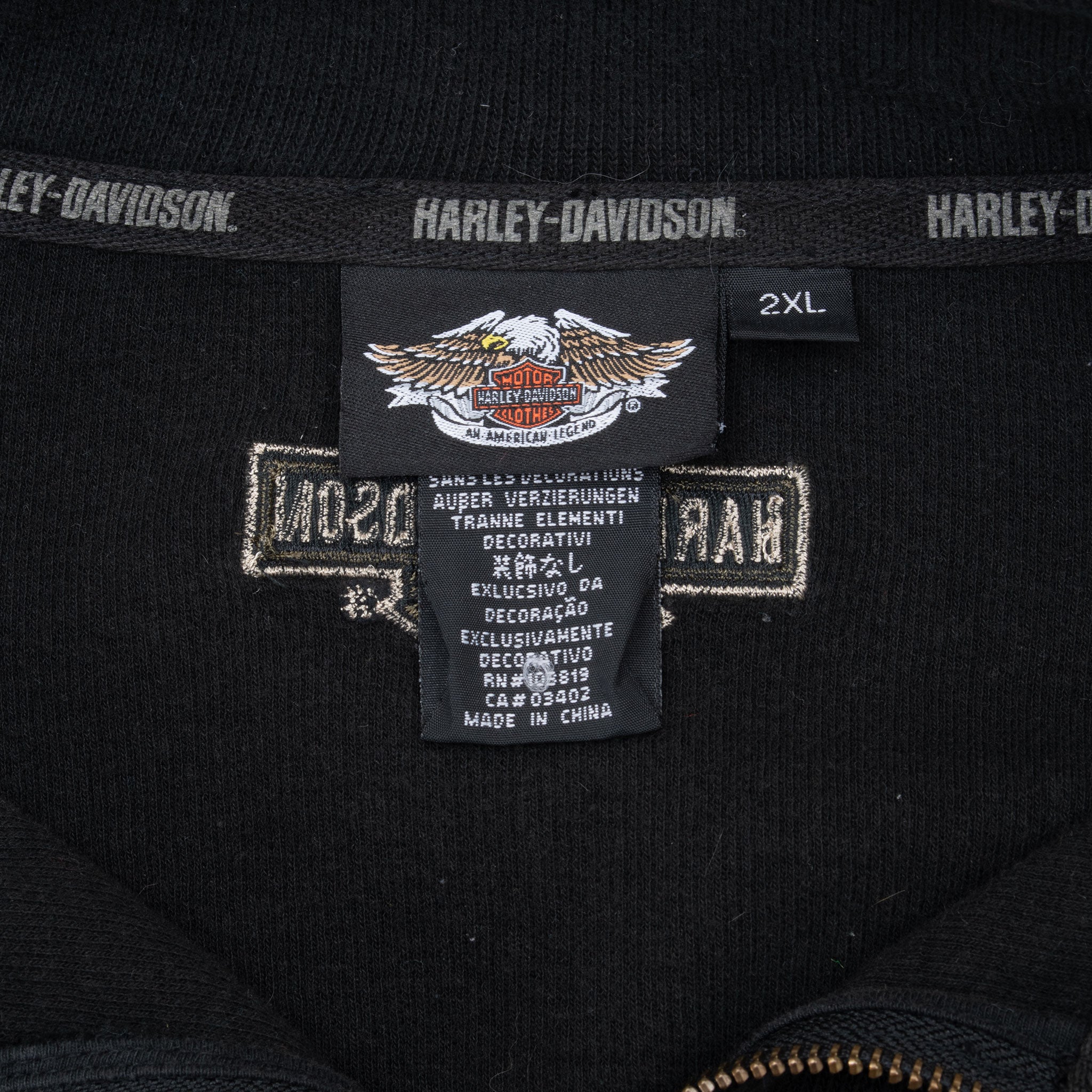 Vintage Harley Davidson Black Quarter Zip Sweater 2000S Size 2XL