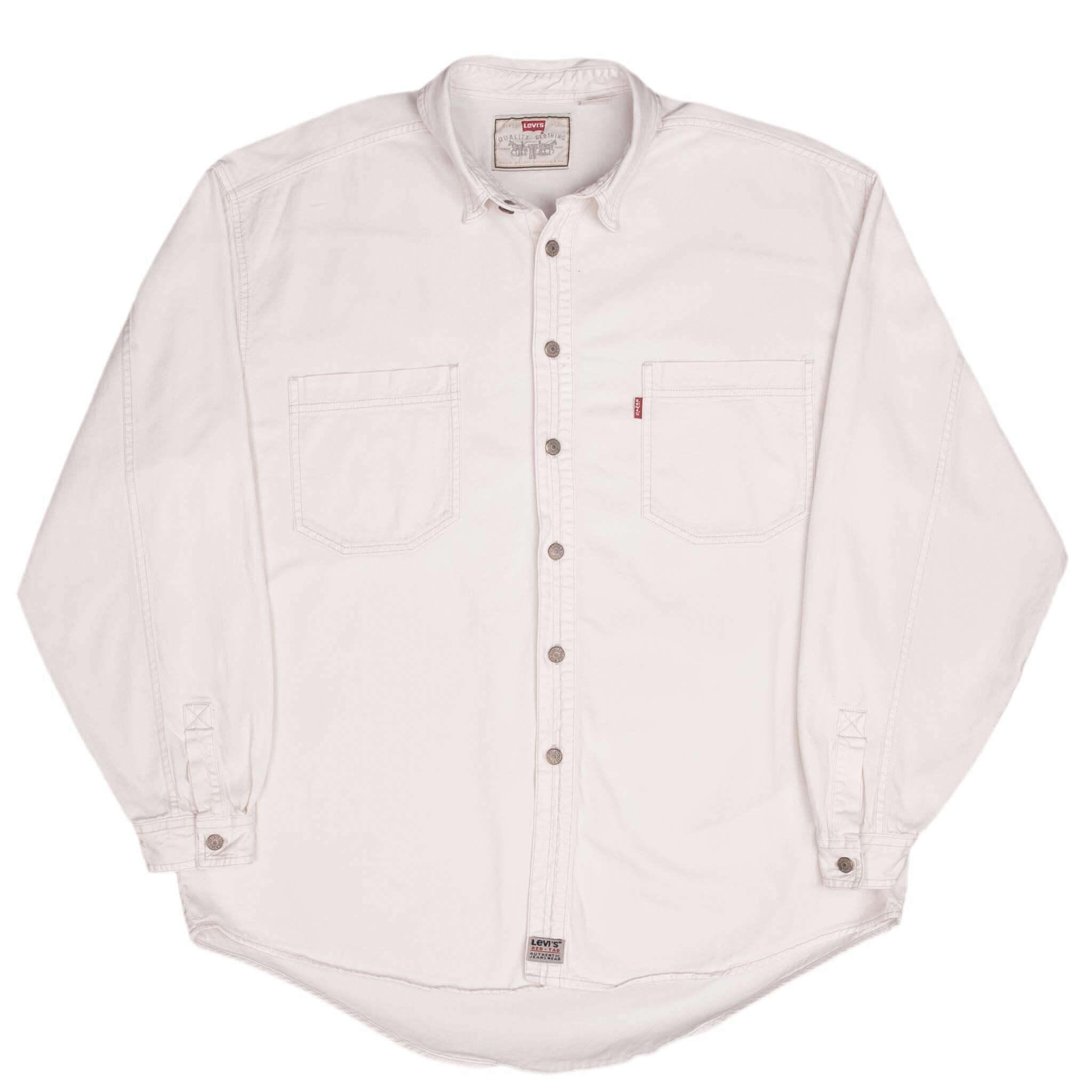 Vintage Levis Denim White Pocket Shirt 1990S Size XL