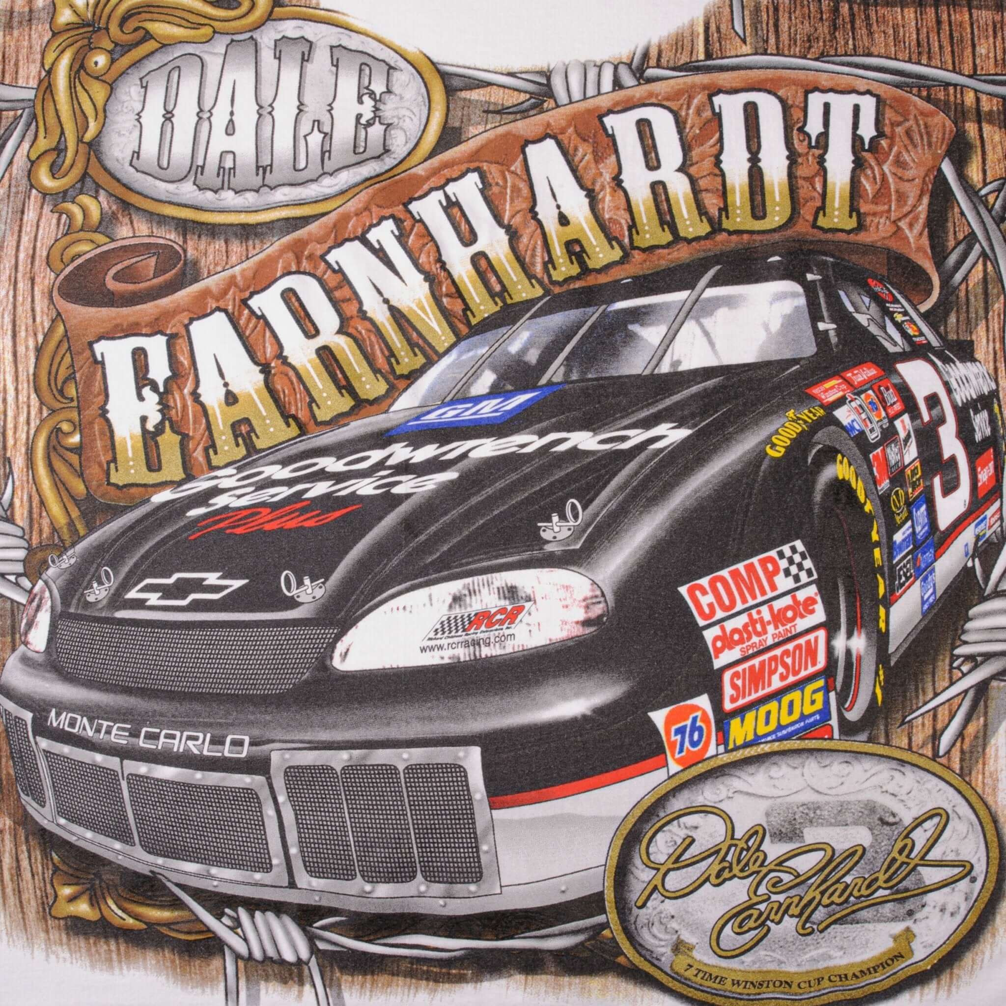 Vintage Nascar All Over Print Dale Earnhardt 1990S Tee Shirt Size 2XL Made In USA