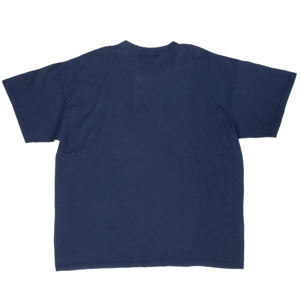 Full back of plain navy blue Nike short-sleeve T-shirt