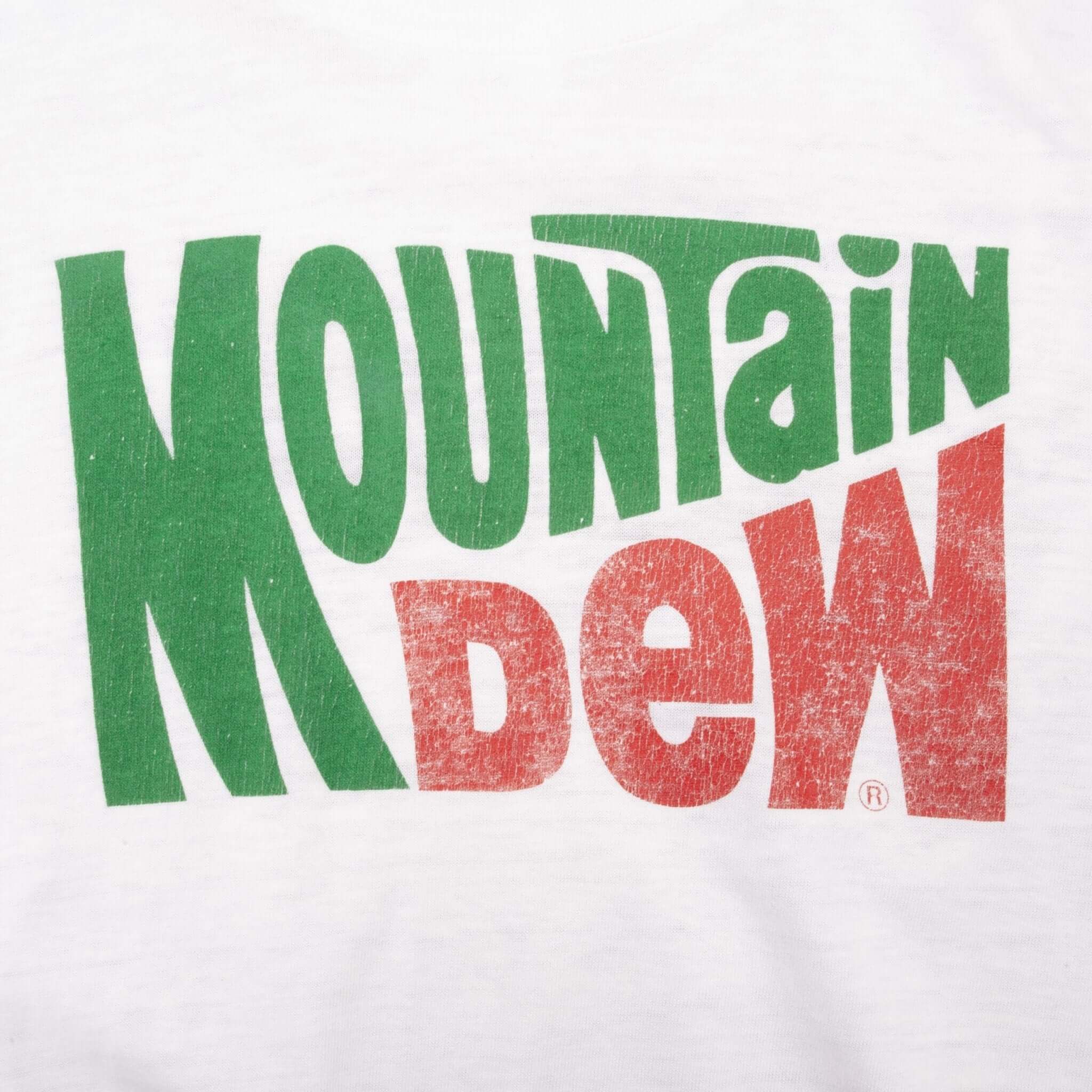 Vintage Moutain Dew Long Sleeve Tee Shirt 1980s Size Medium Made In USA With Single Stitch Sleeves